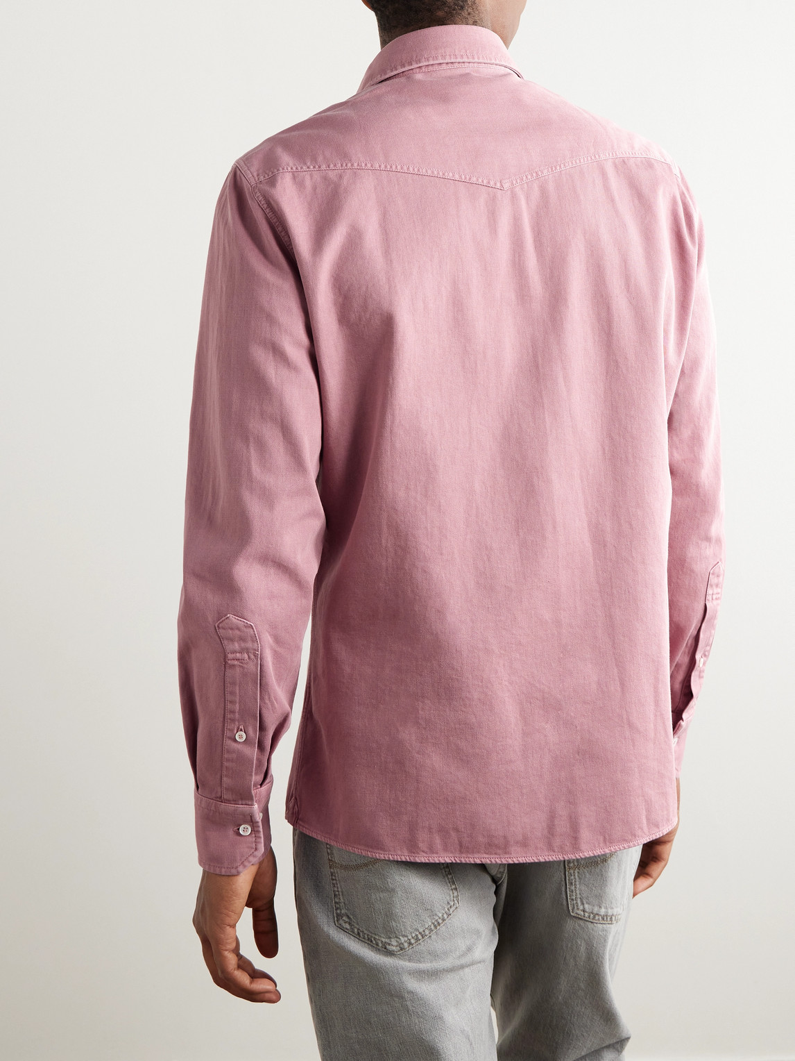 Shop Brunello Cucinelli Denim Western Shirt In Pink
