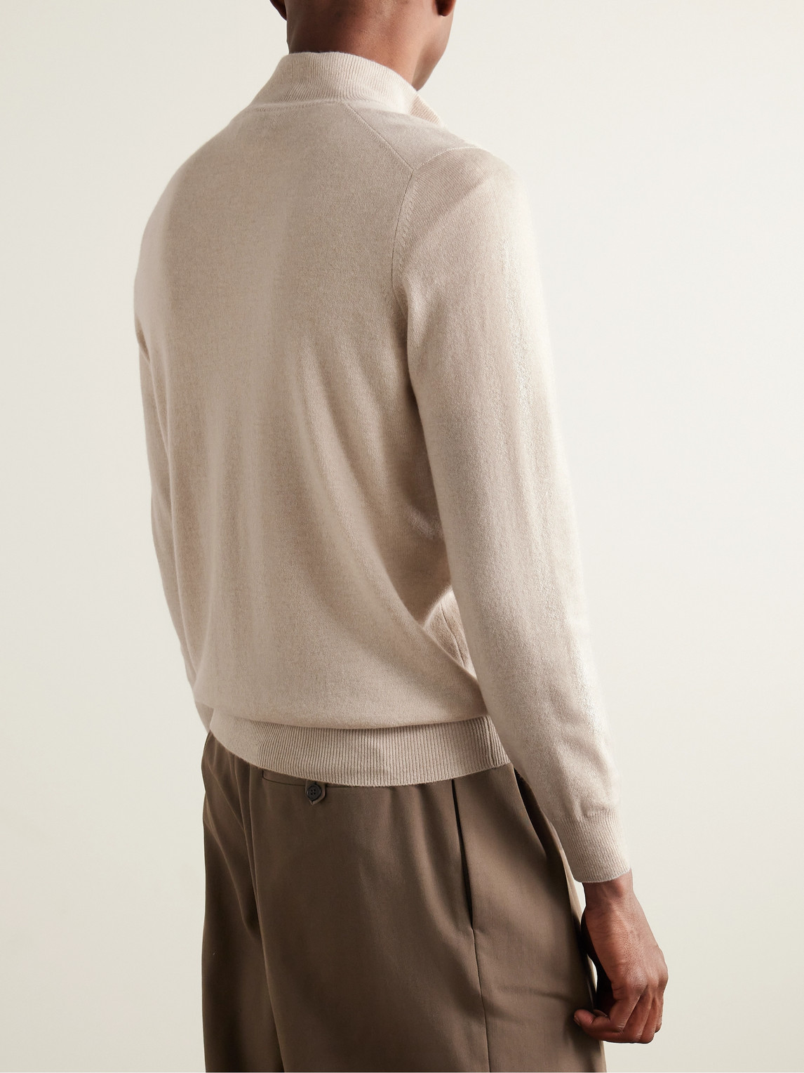 Shop Brunello Cucinelli Cashmere Half-zip Sweater In Neutrals