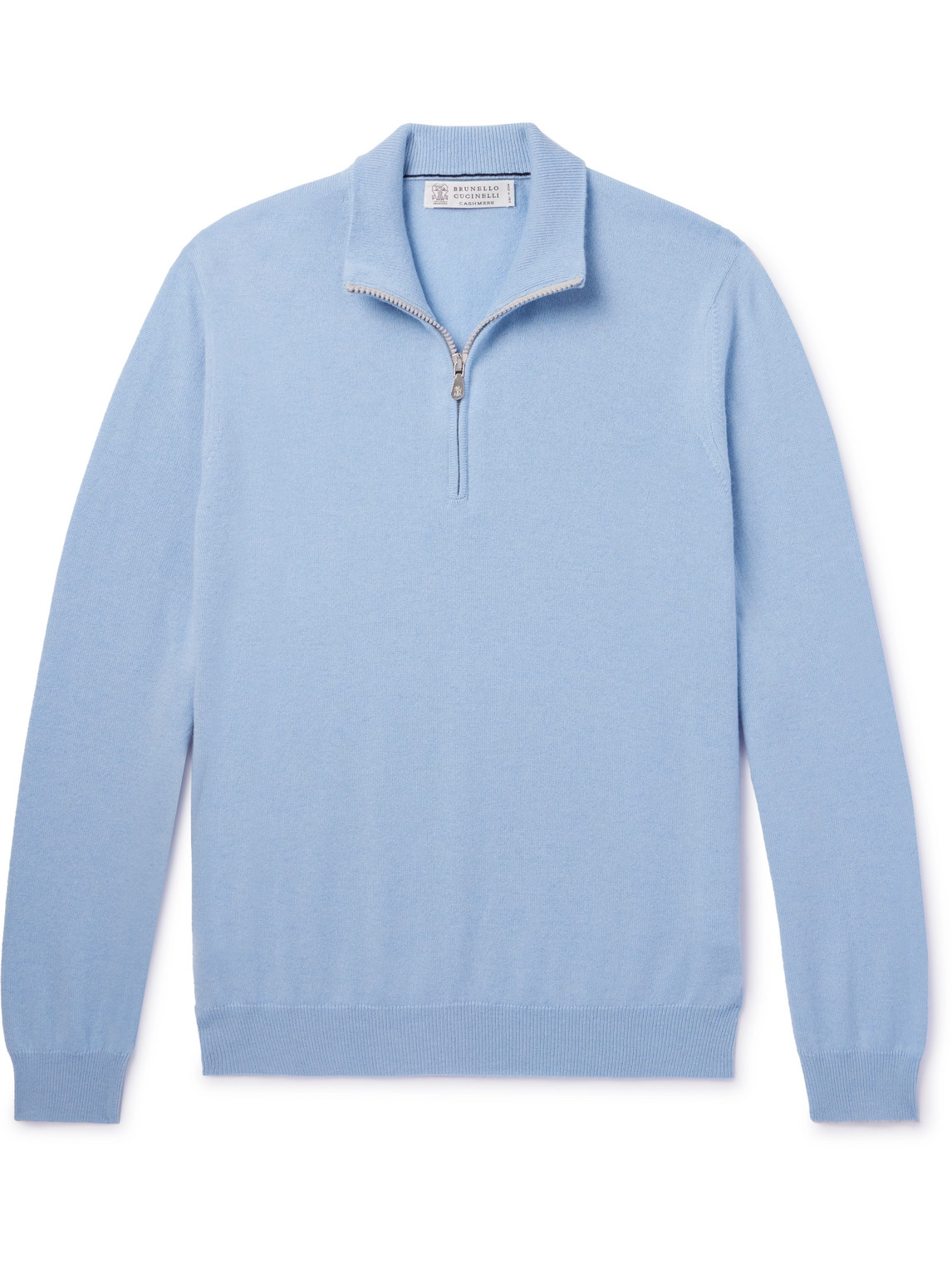 Brunello Cucinelli Half-zip Cashmere Cardigan In Blue