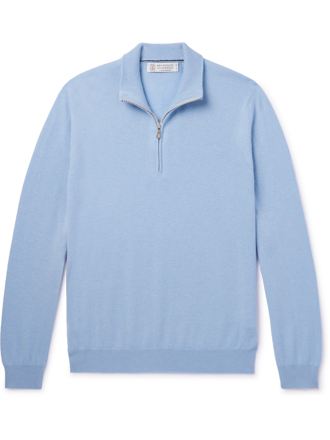 Shop Brunello Cucinelli Cashmere Half-zip Sweater In Blue