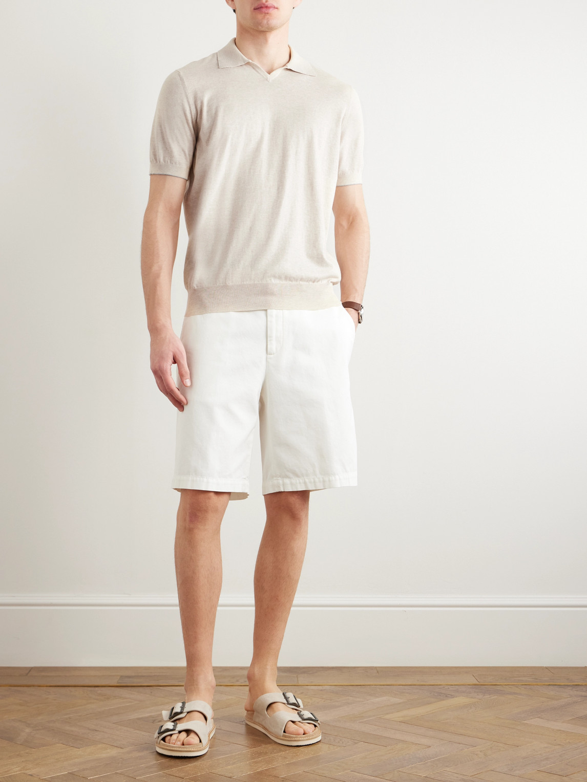 Brunello Cucinelli Cotton Polo Shirt In Neutrals