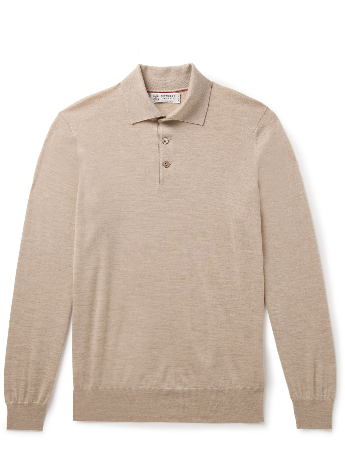 Brunello Cucinelli Virgin Wool And Cashmere-blend Polo Sweater In Neutrals