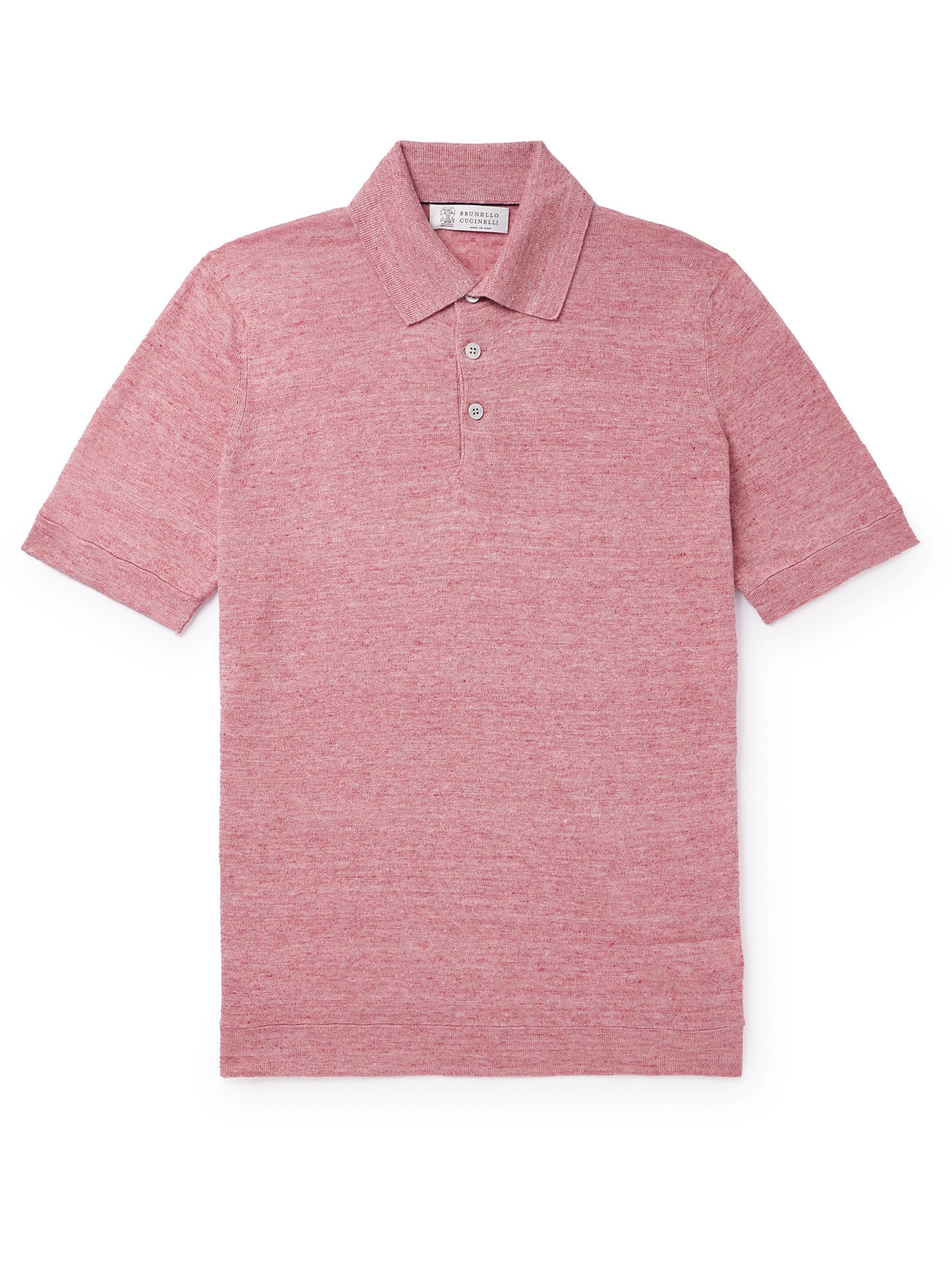 Brunello Cucinelli Slim-fit Linen And Cotton-blend Polo Shirt In Pink