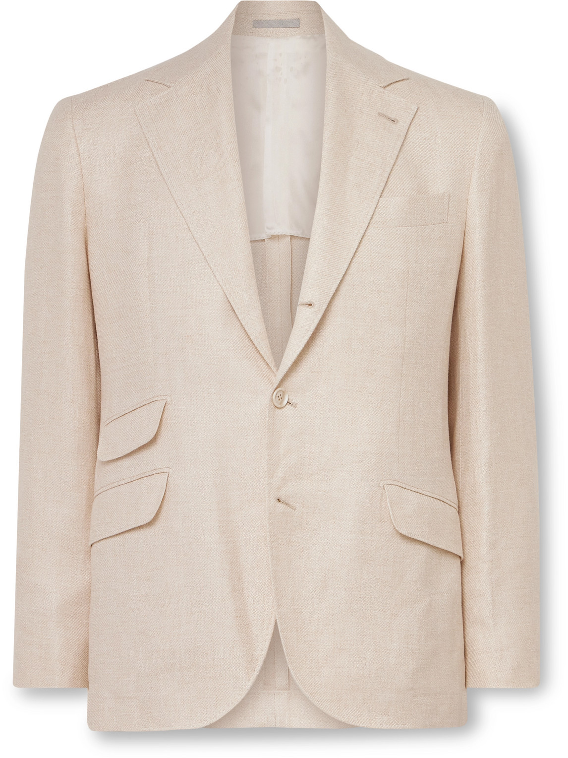 Brunello Cucinelli Slim-fit Linen, Wool And Silk-blend Blazer In Neutrals