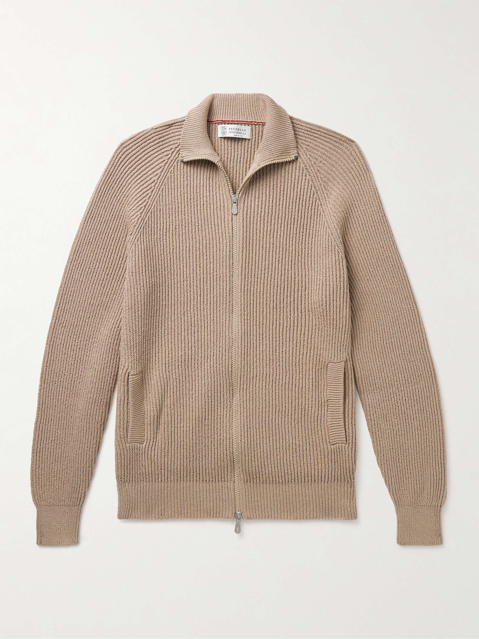 BRUNELLO CUCINELLI Ribbed Cotton Zip-Up Sweater