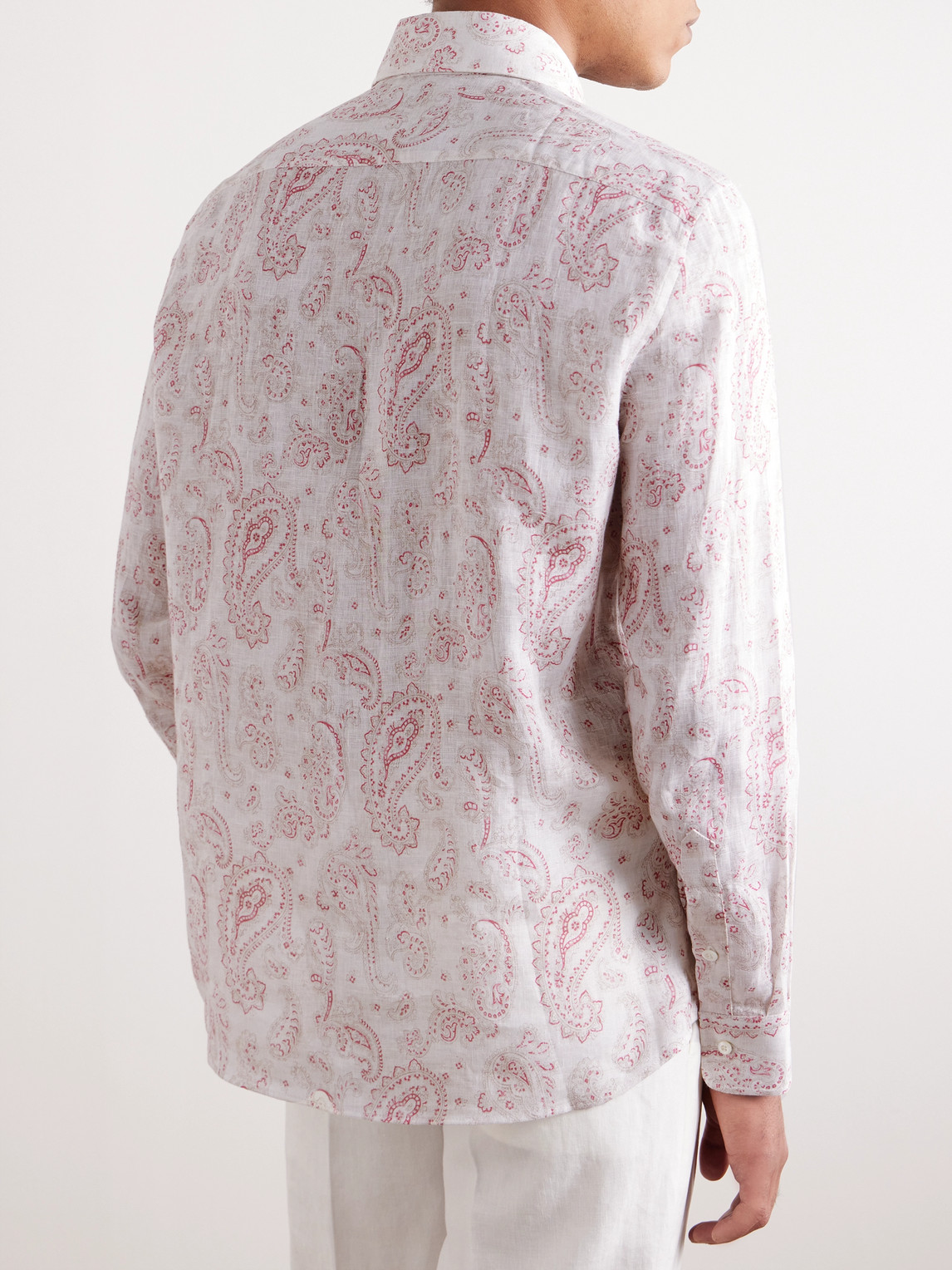 Shop Brunello Cucinelli Paisley-print Linen Shirt In Pink