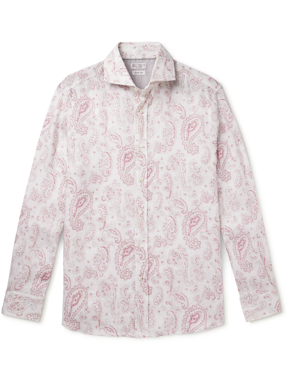 Brunello Cucinelli Paisley-print Linen Shirt In Pink