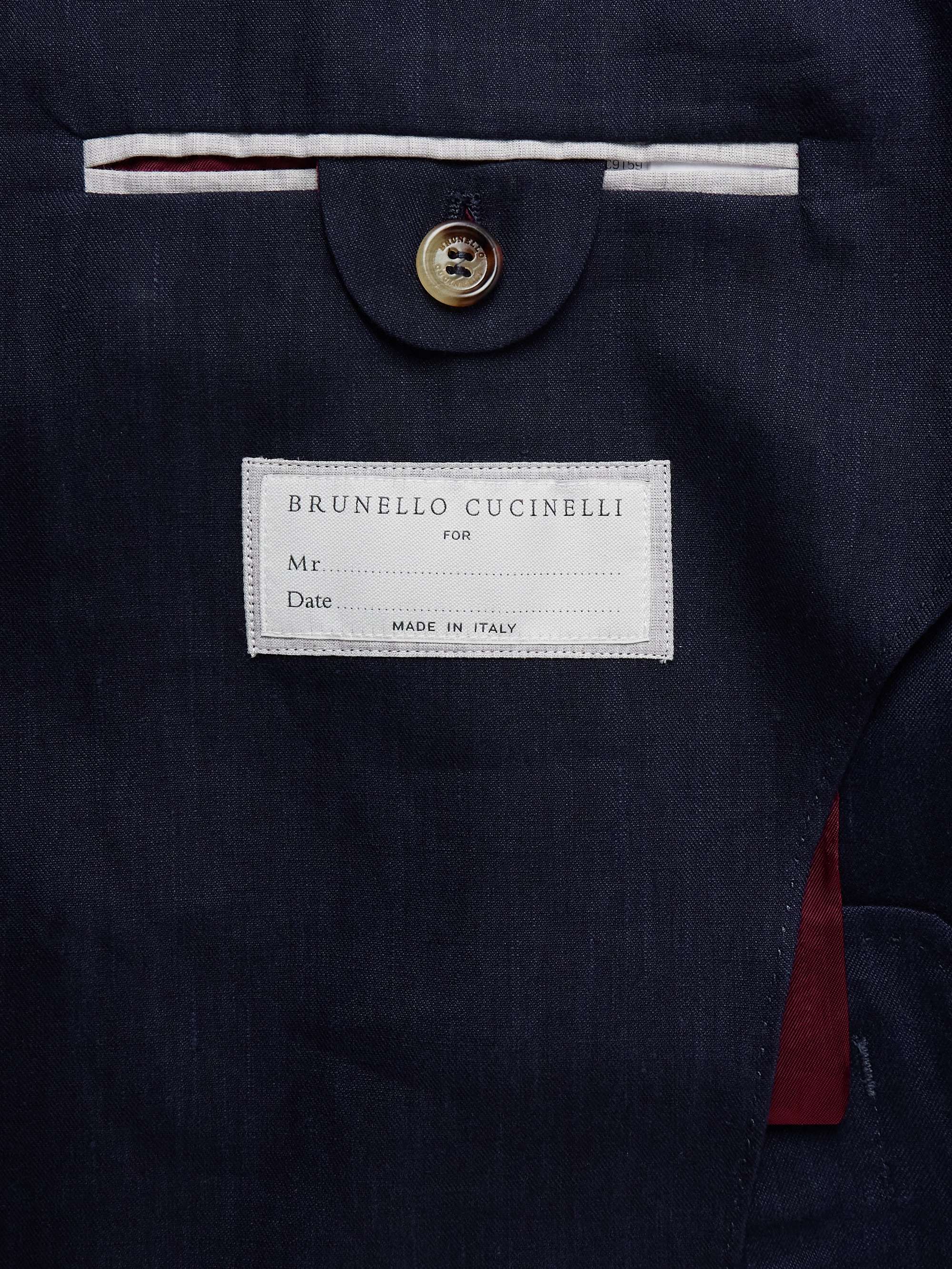 BRUNELLO CUCINELLI Double-Breasted Linen and Wool-Blend Blazer for Men ...