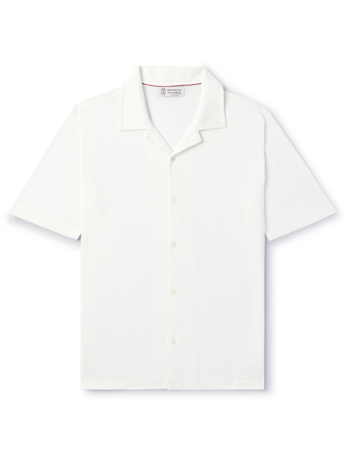 Brunello Cucinelli Camp-collar Ribbed Cotton Shirt In White