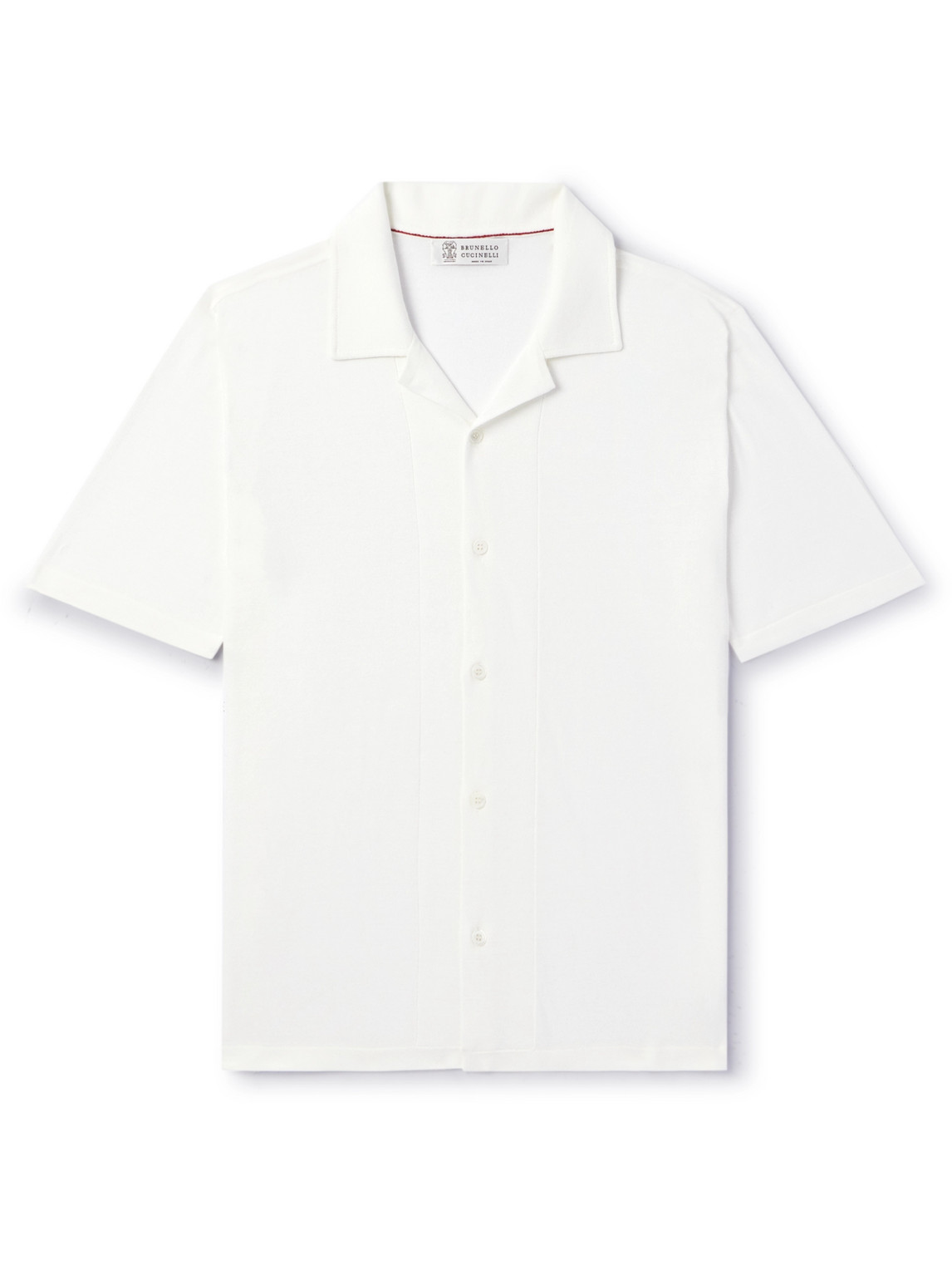 Brunello Cucinelli - Camp-Collar Ribbed Cotton Shirt - Men - White - IT 48