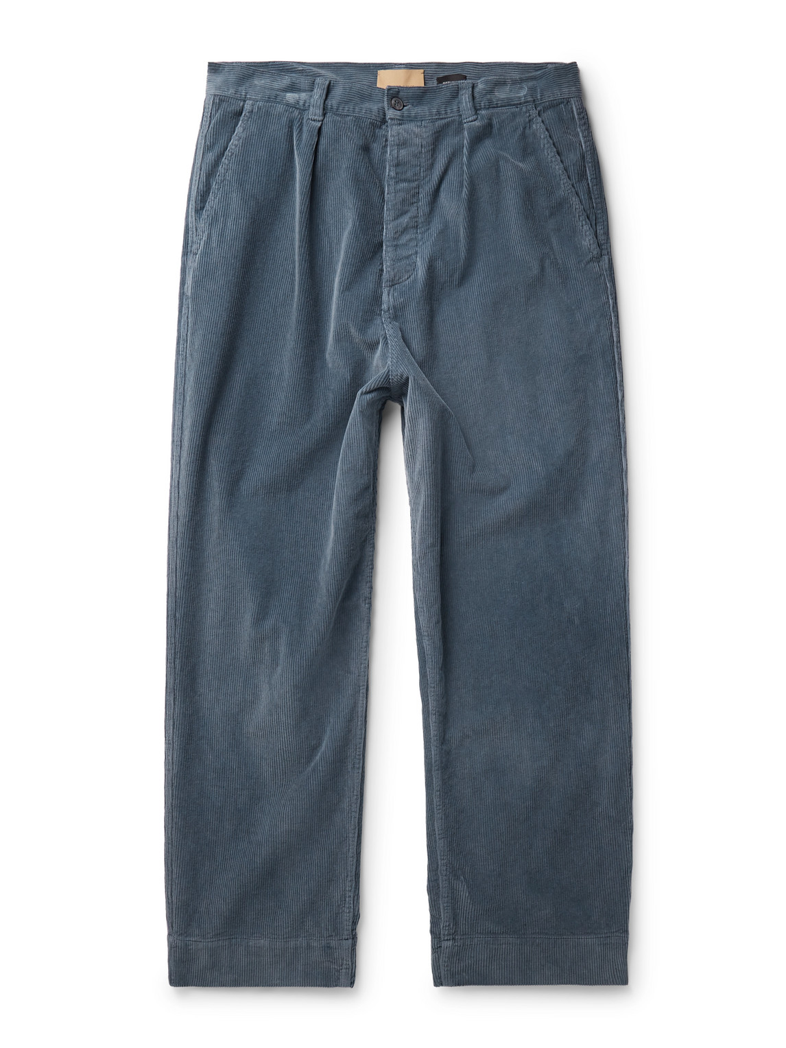 Federico Curradi Wide-leg Pleated Cotton-blend Corduroy Trousers In Blue