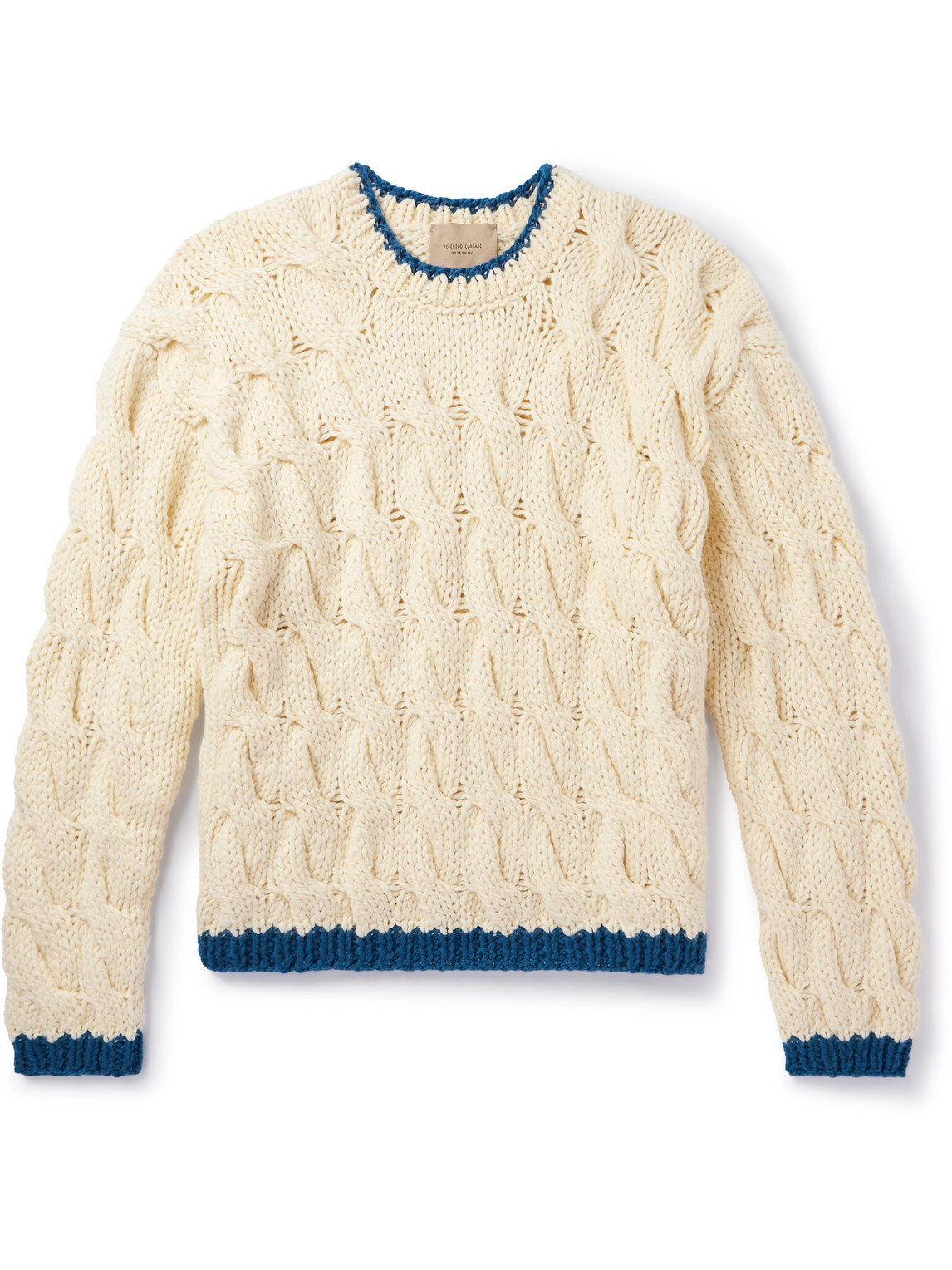 Federico Curradi Cable-knit Wool Sweater In Neutrals