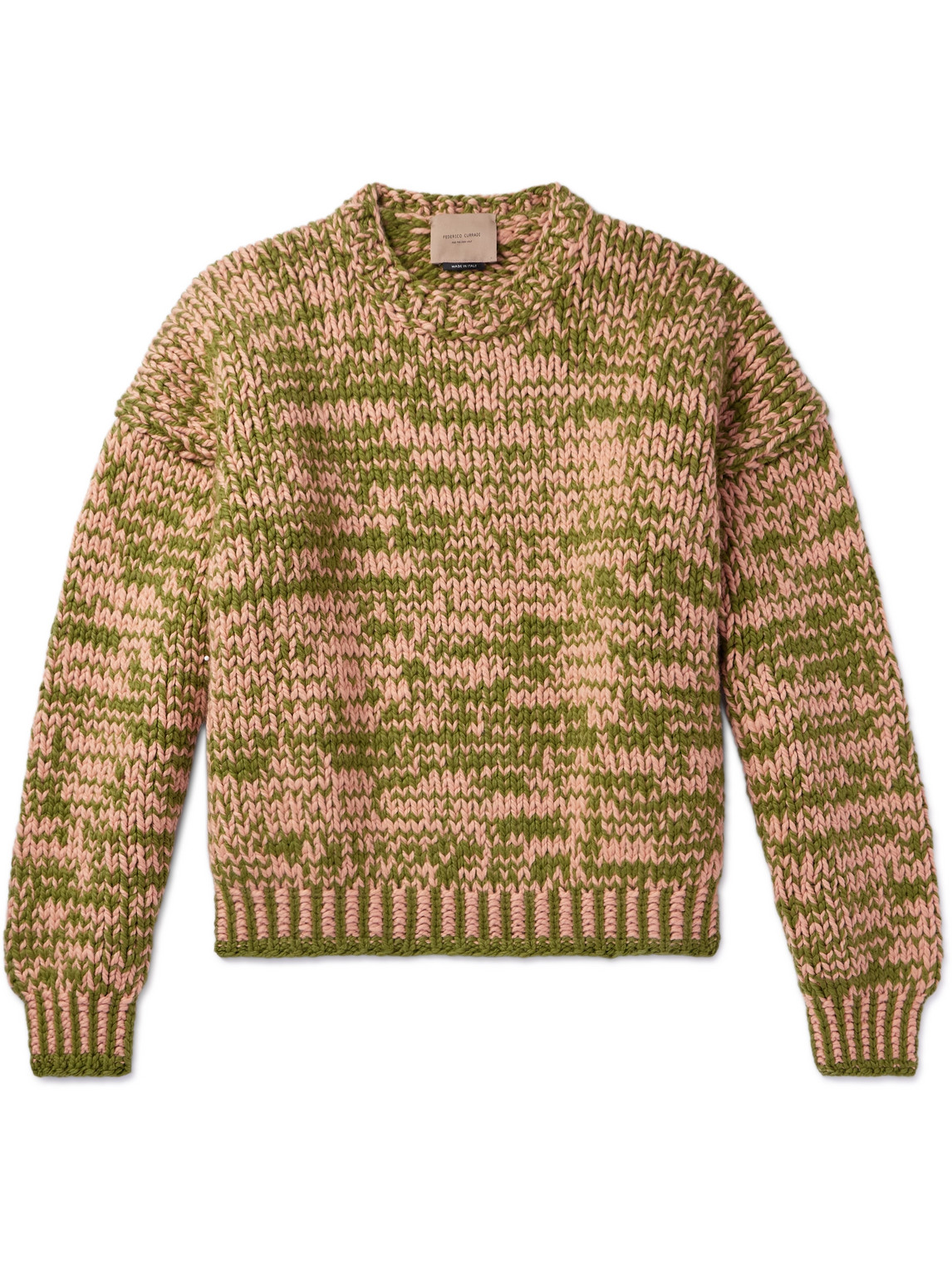 Federico Curradi Two-tone Wool Jumper In Green