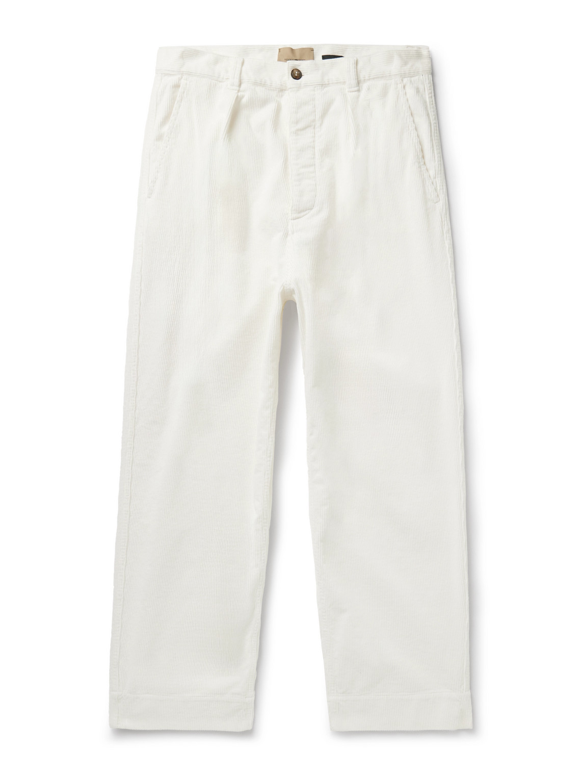 Wide-Leg Pleated Cotton-Blend Corduroy Trousers
