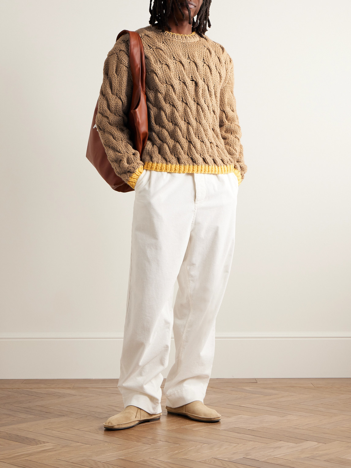 Shop Federico Curradi Cable-knit Wool Sweater In Brown