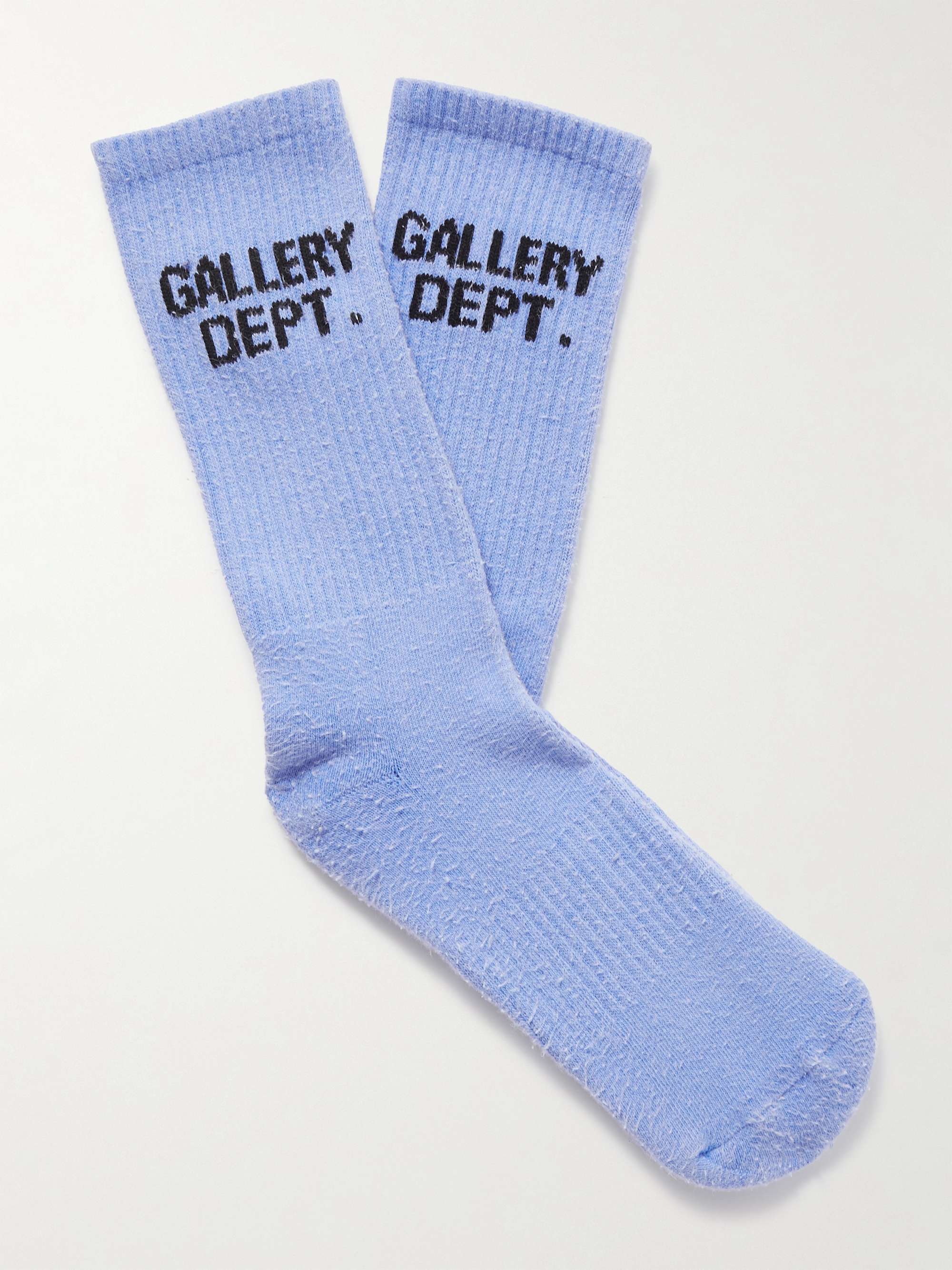 Clean Logo-Jacquard Ribbed Recycled Cotton-Blend Socks