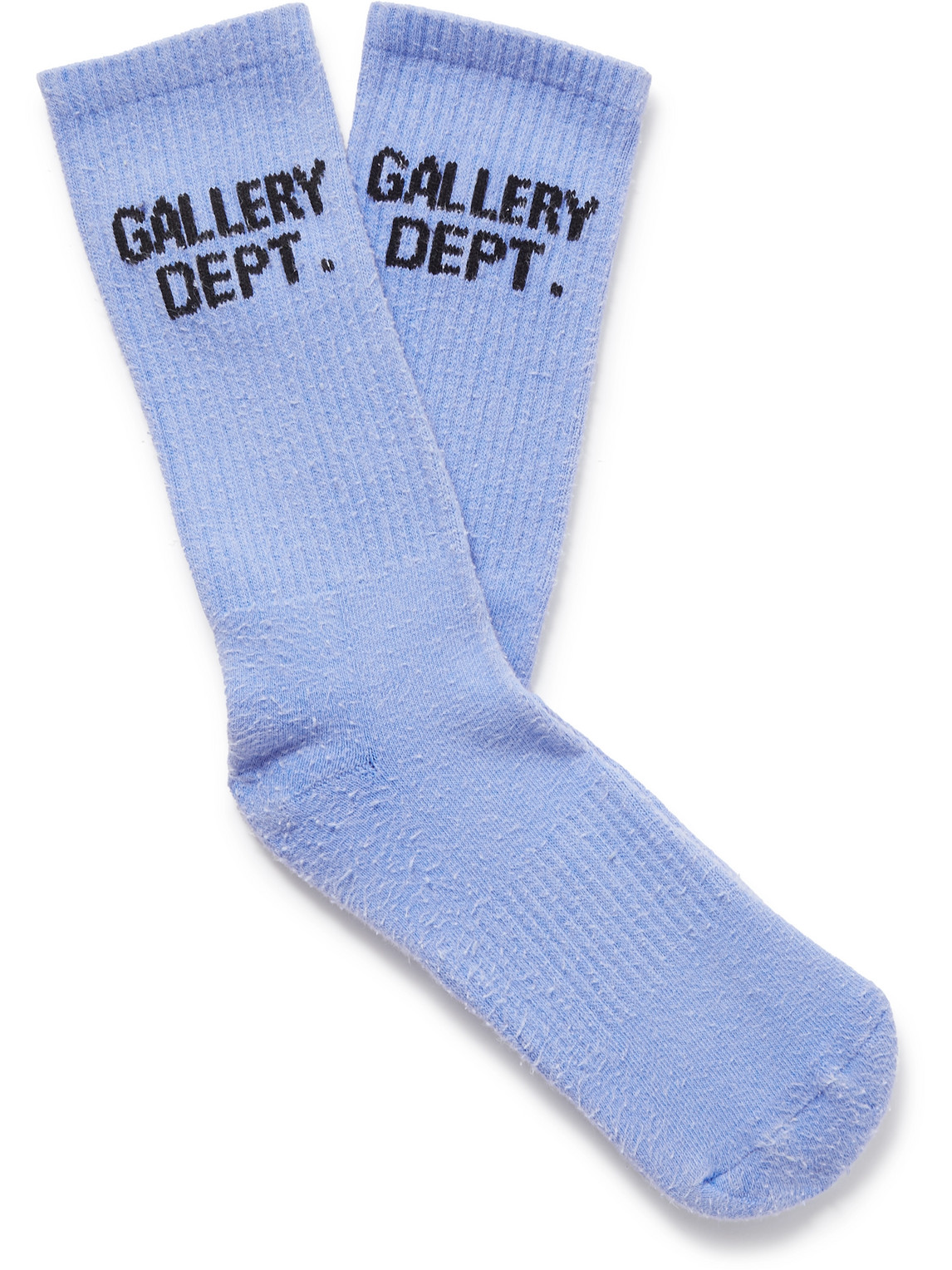 Gallery Dept. Clean Logo-jacquard Ribbed Recycled Cotton-blend Socks In Blue