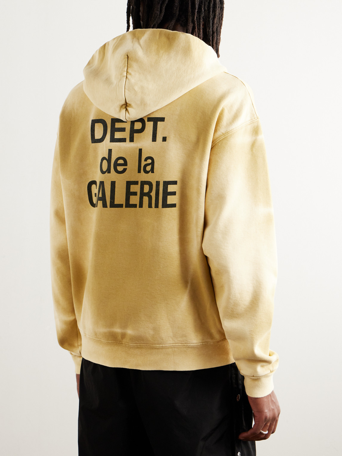 Shop Gallery Dept. Logo-print Bleached Cotton-jersey Zip-up Hoodie In Brown