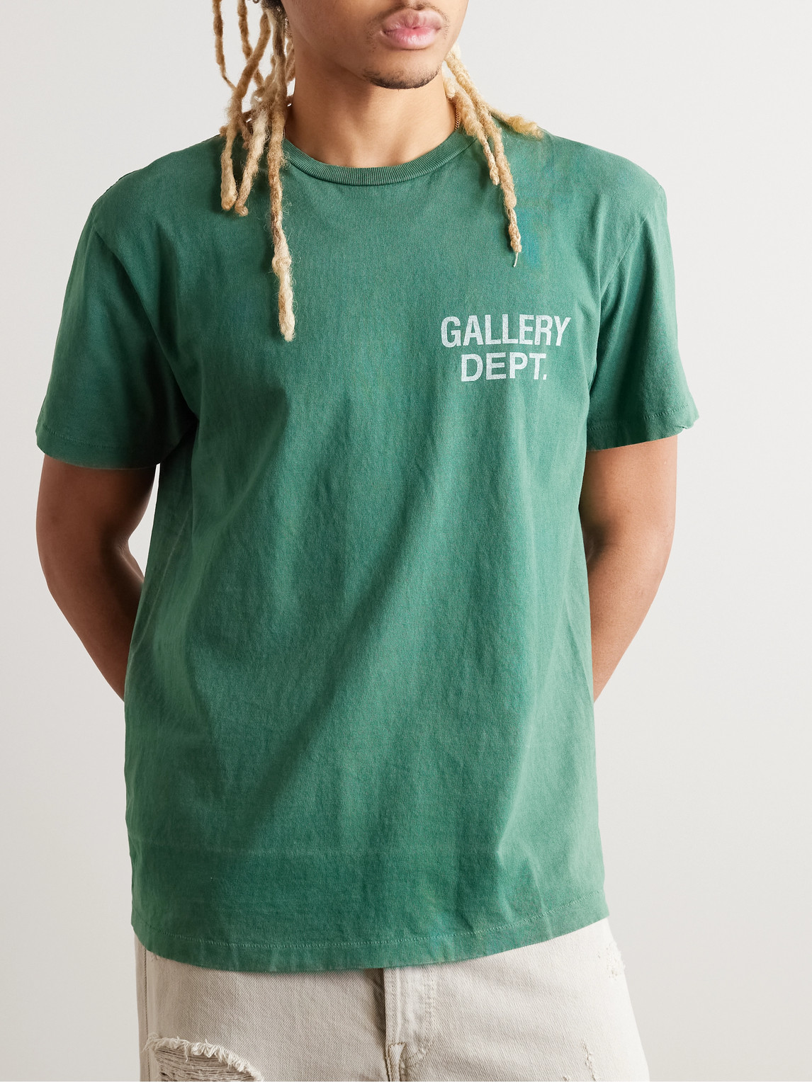 Shop Gallery Dept. Vintage Logo-print Cotton-jersey T-shirt In Green