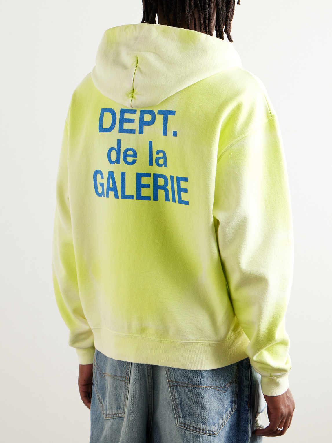 Shop Gallery Dept. Logo-print Bleached Cotton-jersey Zip-up Hoodie In Green
