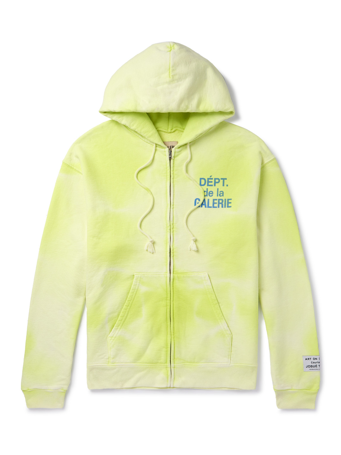 Gallery Dept. Logo-print Bleached Cotton-jersey Zip-up Hoodie In Green