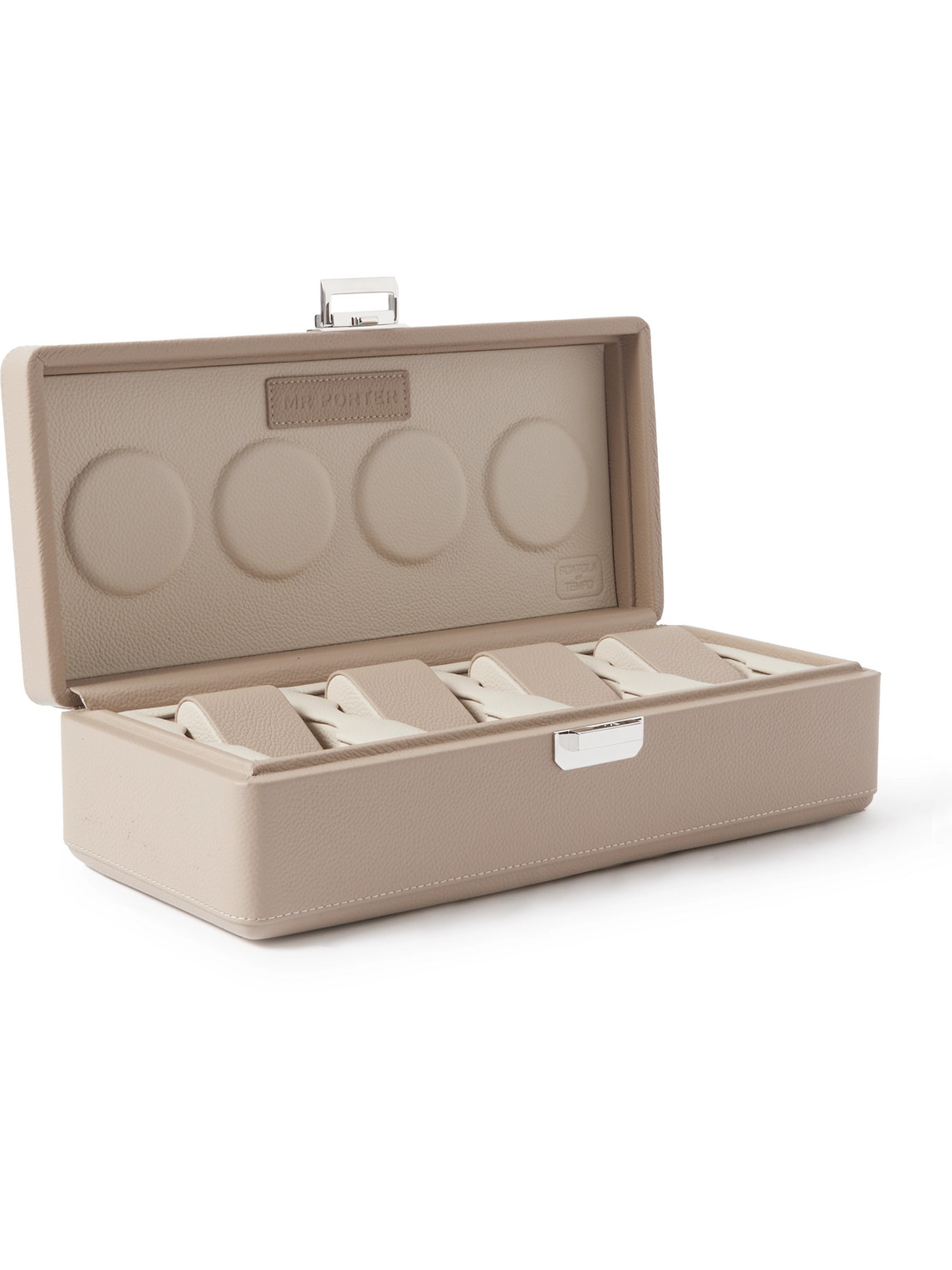 Scatola Del Tempo Full-grain Leather Watch Box In Neutrals