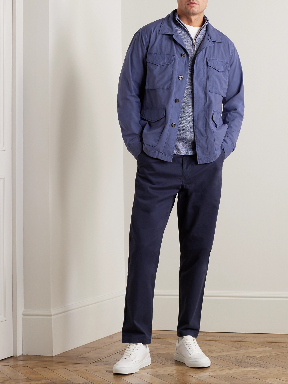 Shop Peter Millar Cotton-blend Chore Jacket In Blue