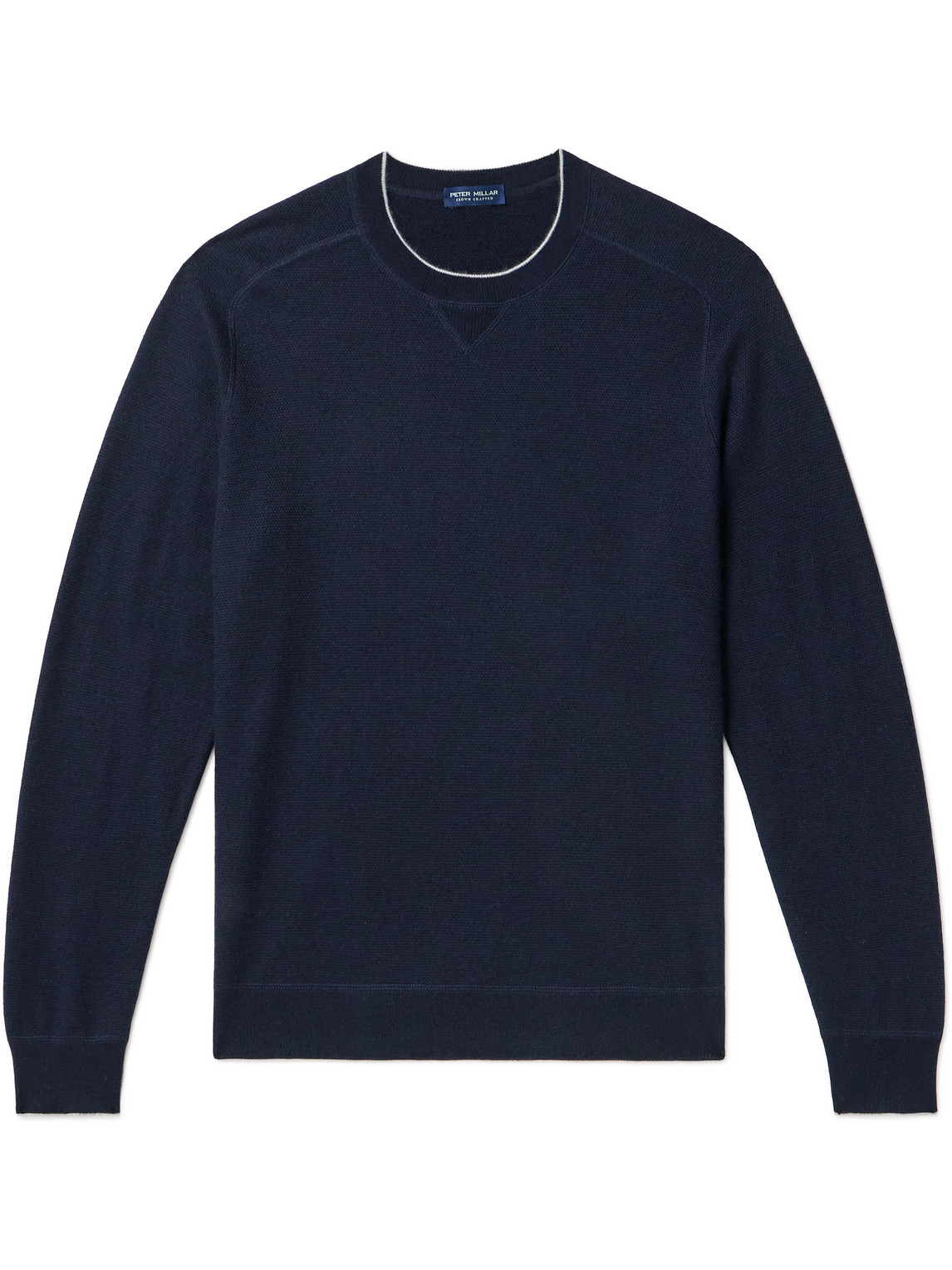 Peter Millar Voyager Contrast-tipped Cashmere-blend Sweater In Blue