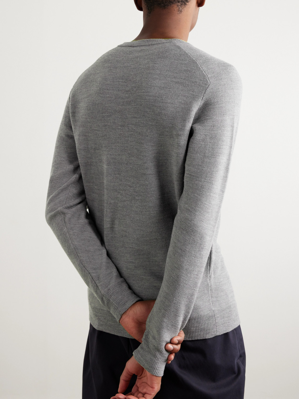 Shop Peter Millar Dover Honeycomb-knit Merino Wool Sweater In Gray