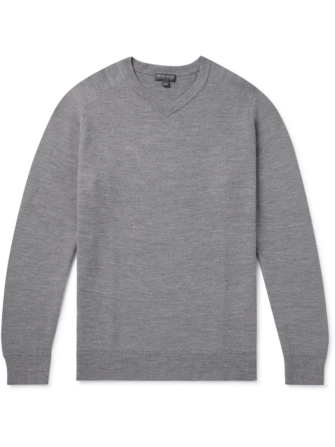 Shop Peter Millar Dover Honeycomb-knit Merino Wool Sweater In Gray