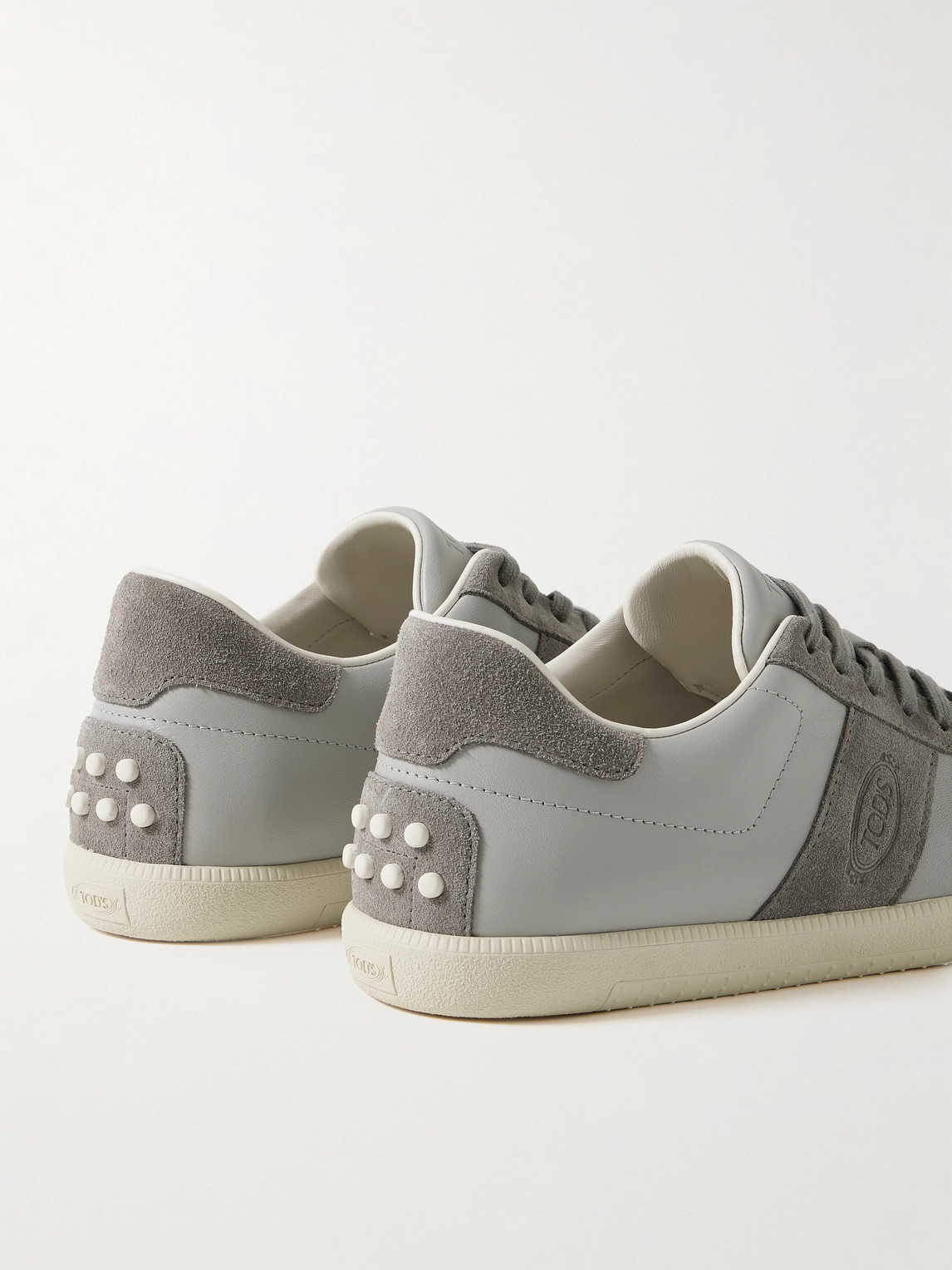 Shop Tod's Rubber-trimmed Leather And Suede Sneakers In Gray