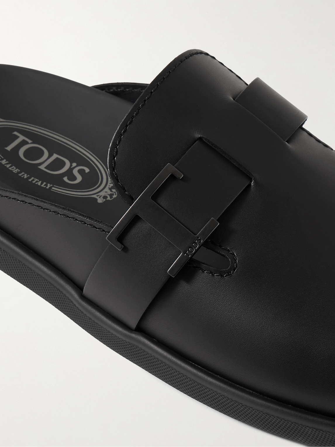 Shop Tod's Leather Clogs In Black