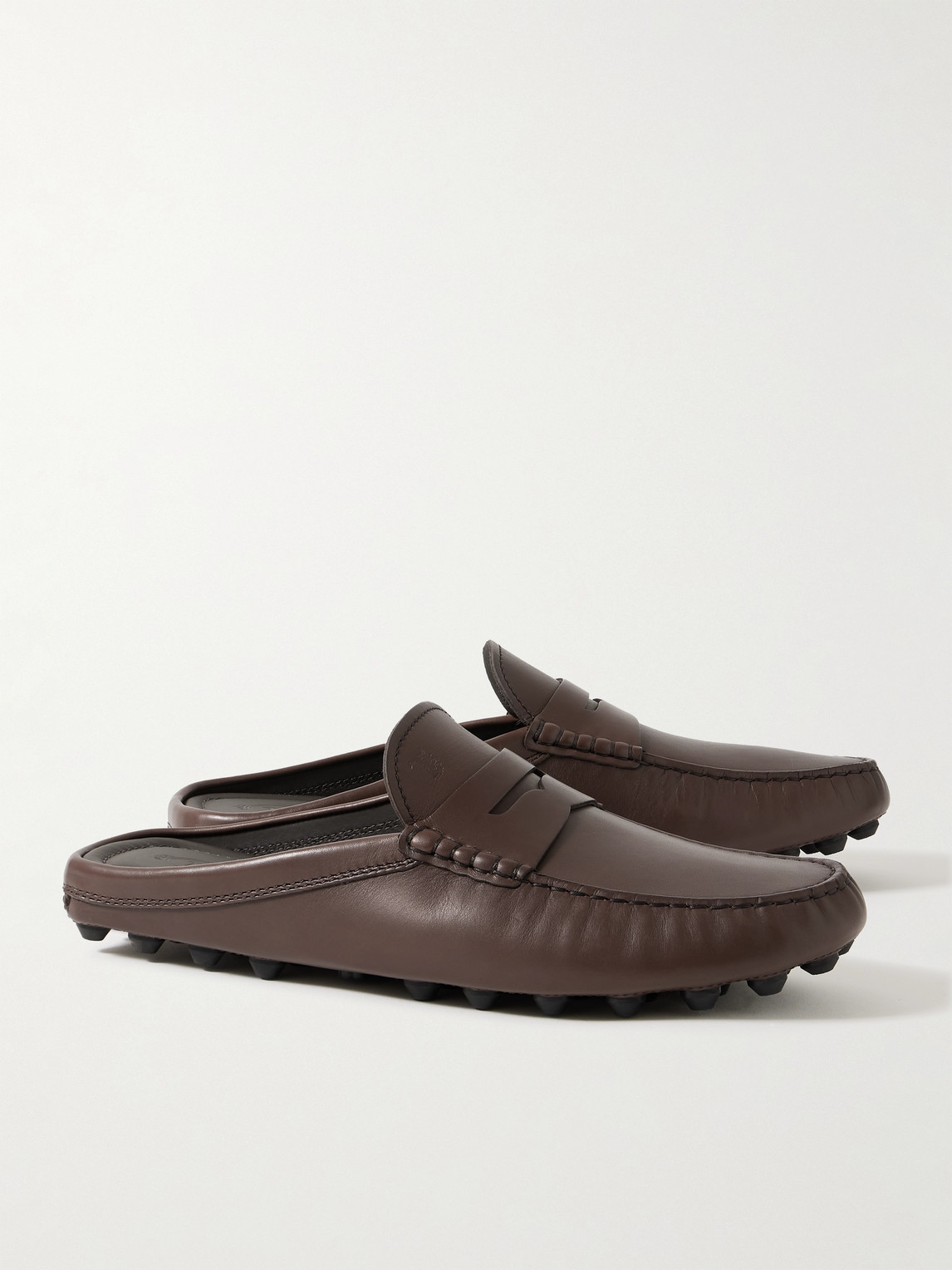Shop Tod's Gommino Bubble Leather Mules In Brown