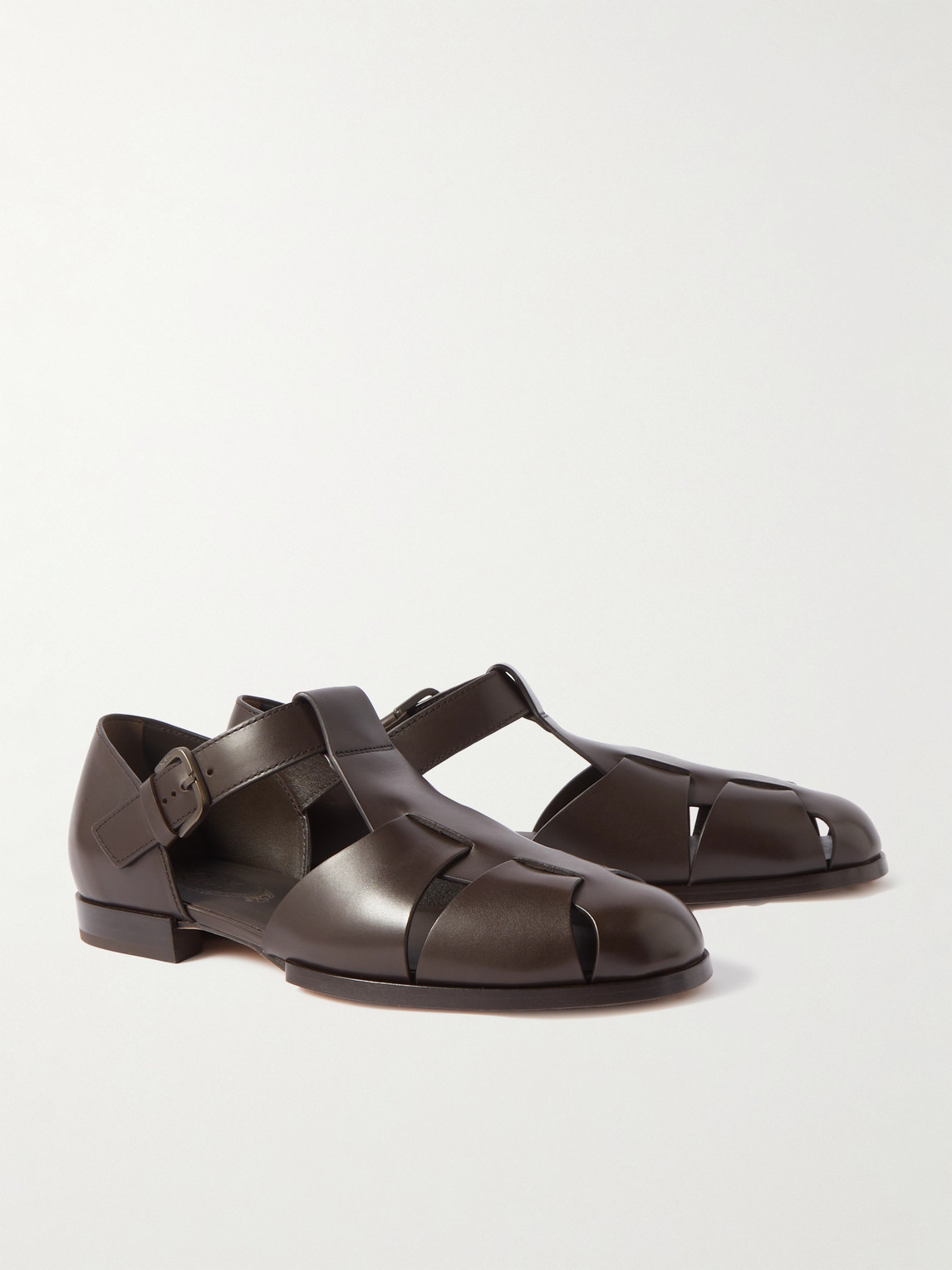 Shop Tod's Woven Leather Sandals In Brown