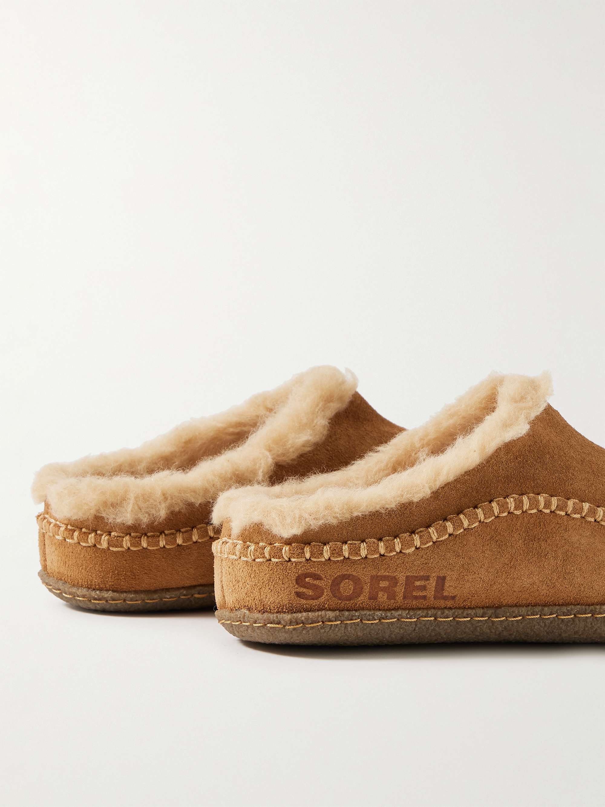 SOREL Lanner Ridge Faux Shearling-Lined Suede Slippers