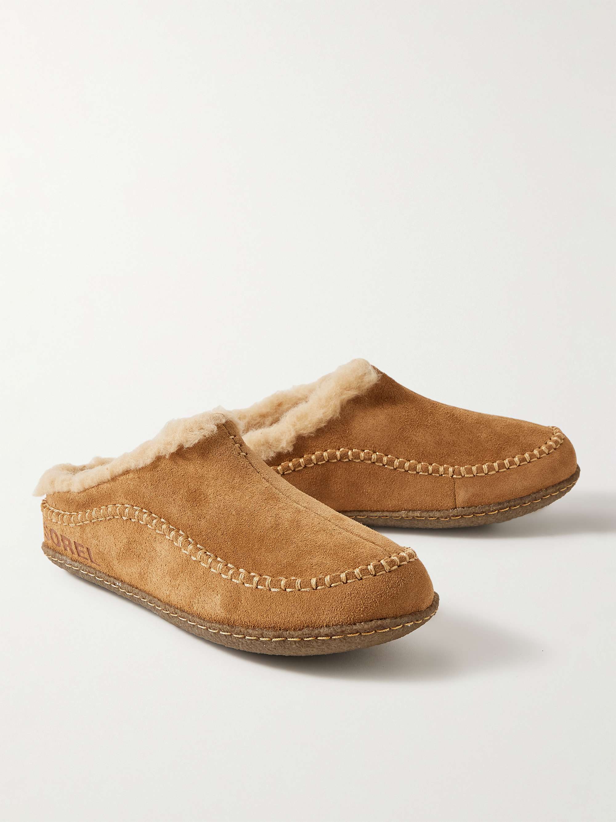 SOREL Lanner Ridge Faux Shearling-Lined Suede Slippers