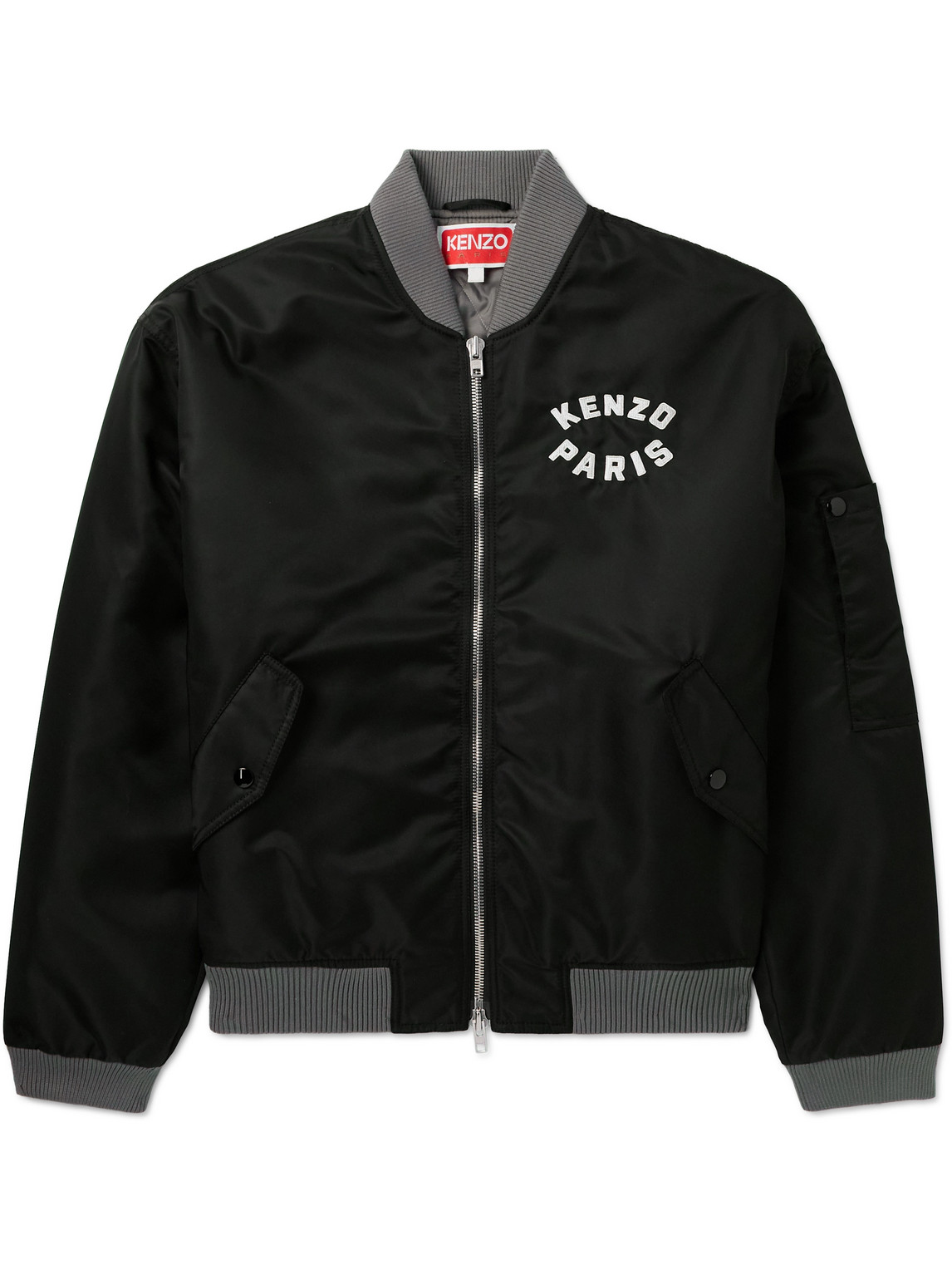 Kenzo Lucky Tiger Logo-appliquéd Shell Bomber Jacket In Black
