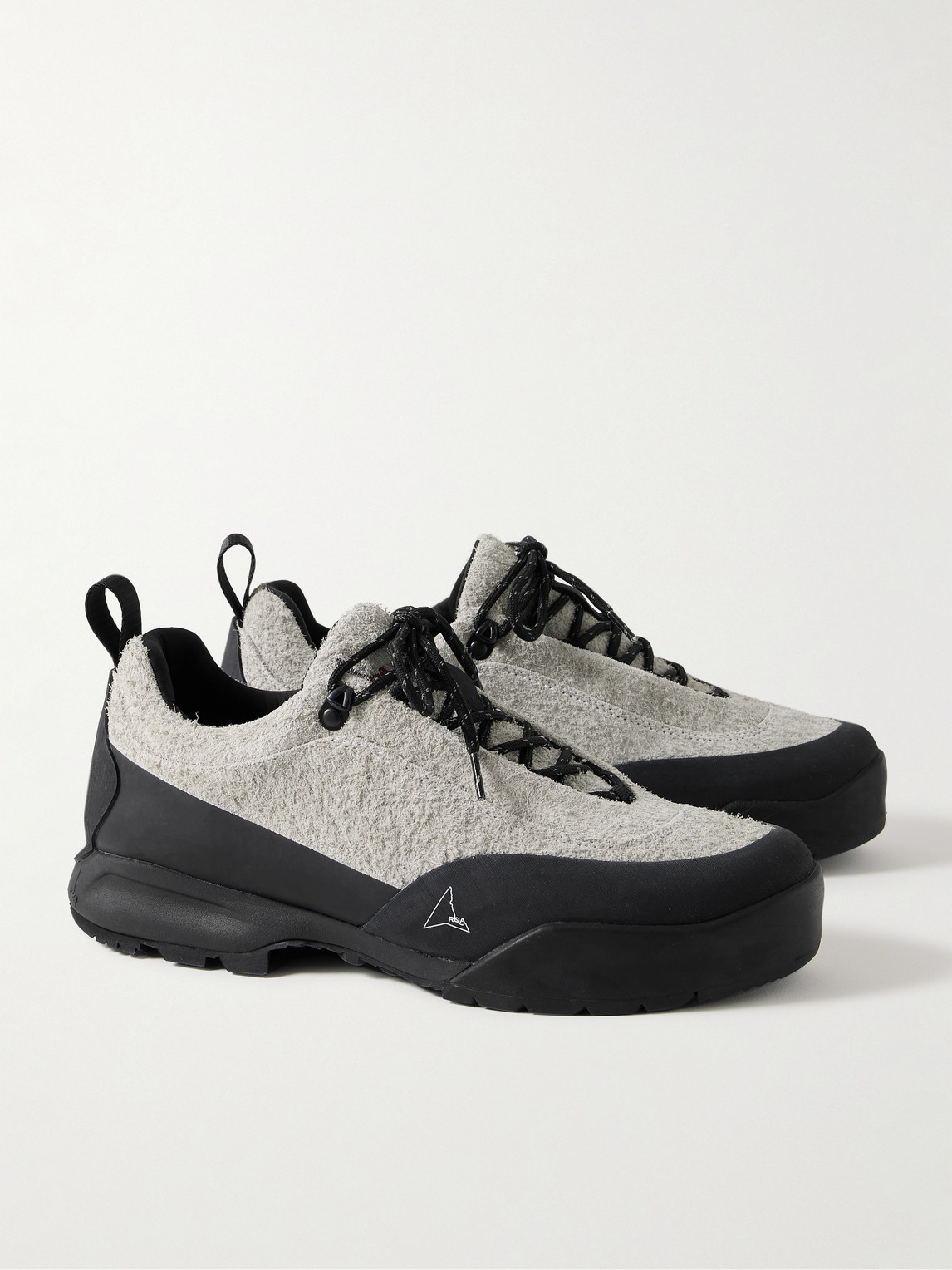 Shop Roa Cingino Rubber-trimmed Brushed-suede Hiking Sneakers In Gray