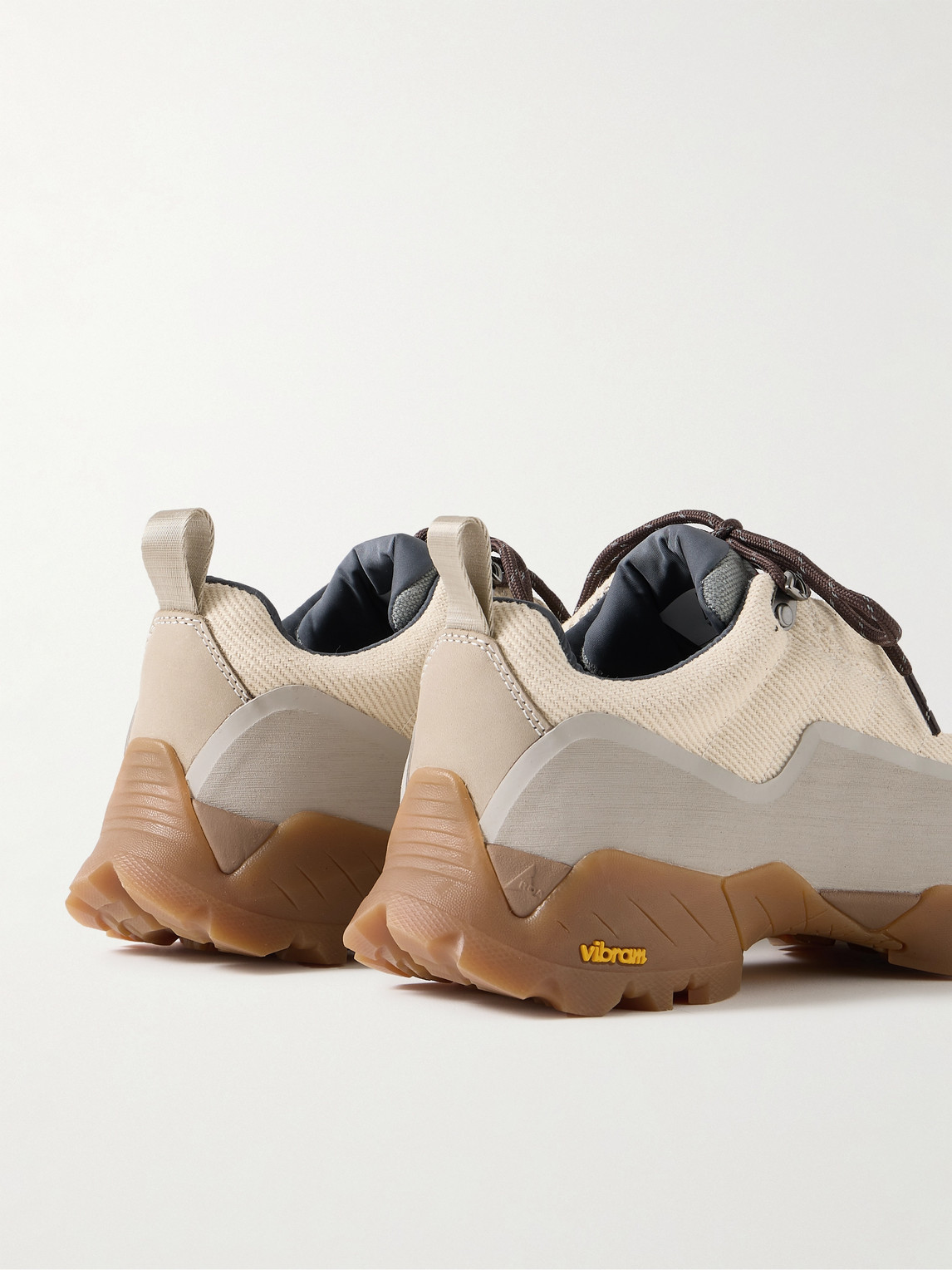 Shop Roa Katharina Rubber And Suede-trimmed Twill Hiking Sneakers In Neutrals
