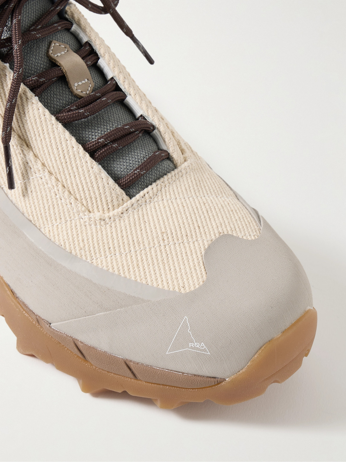 Shop Roa Katharina Rubber And Suede-trimmed Twill Hiking Sneakers In Neutrals