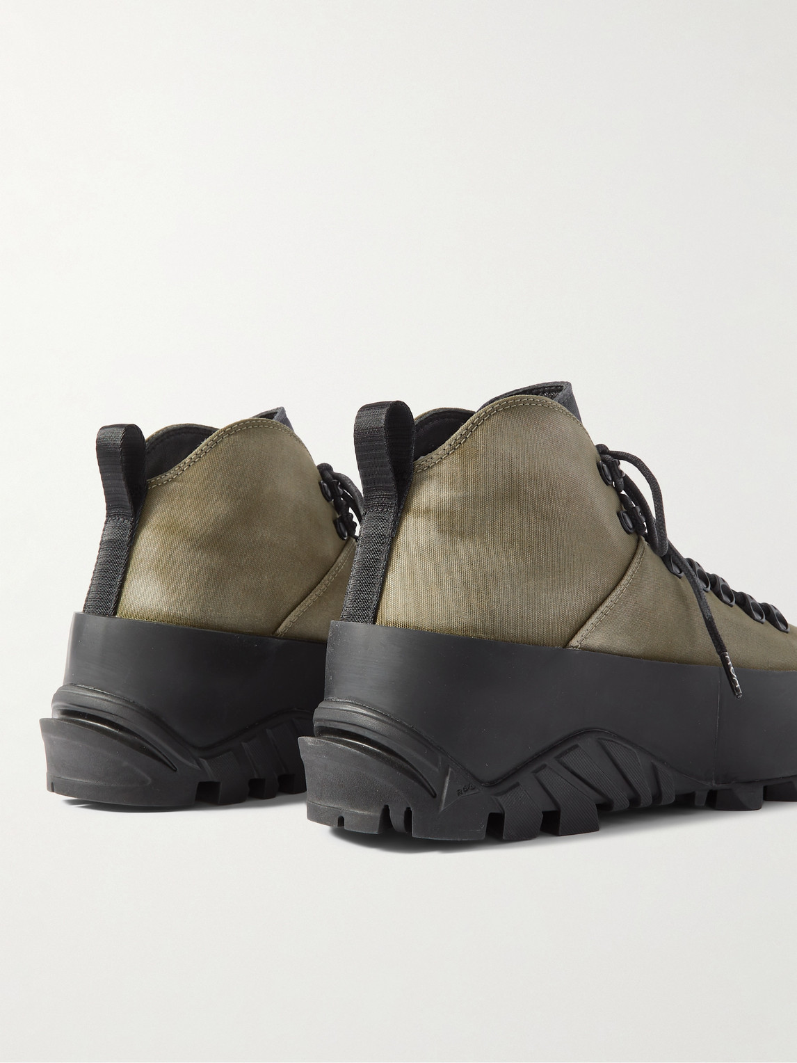 Shop Roa Rubber-trimmed Canvas Boots In Green