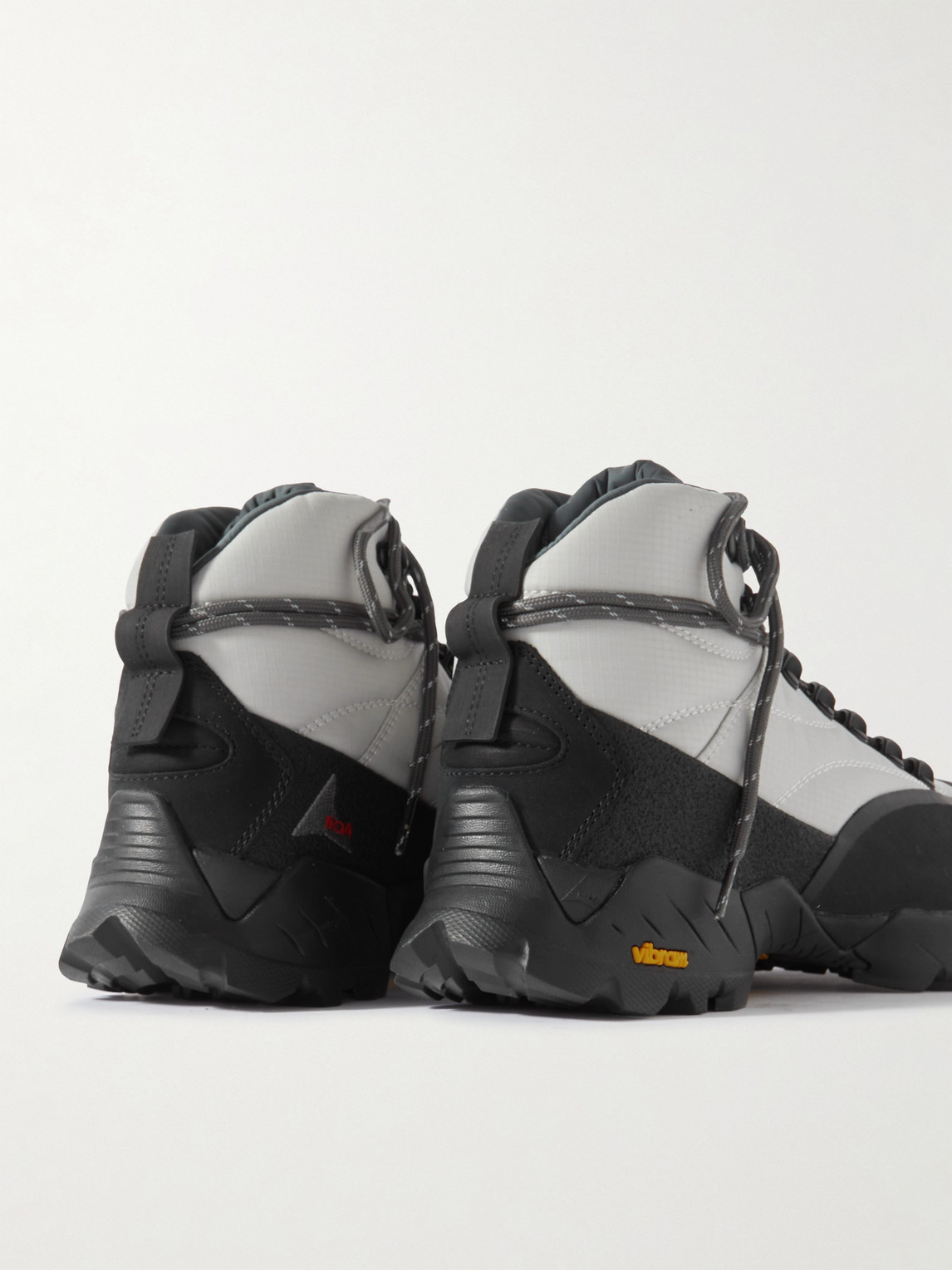 Shop Roa Andreas Strap Suede And Rubber-trimmed Ripstop Boots In Gray