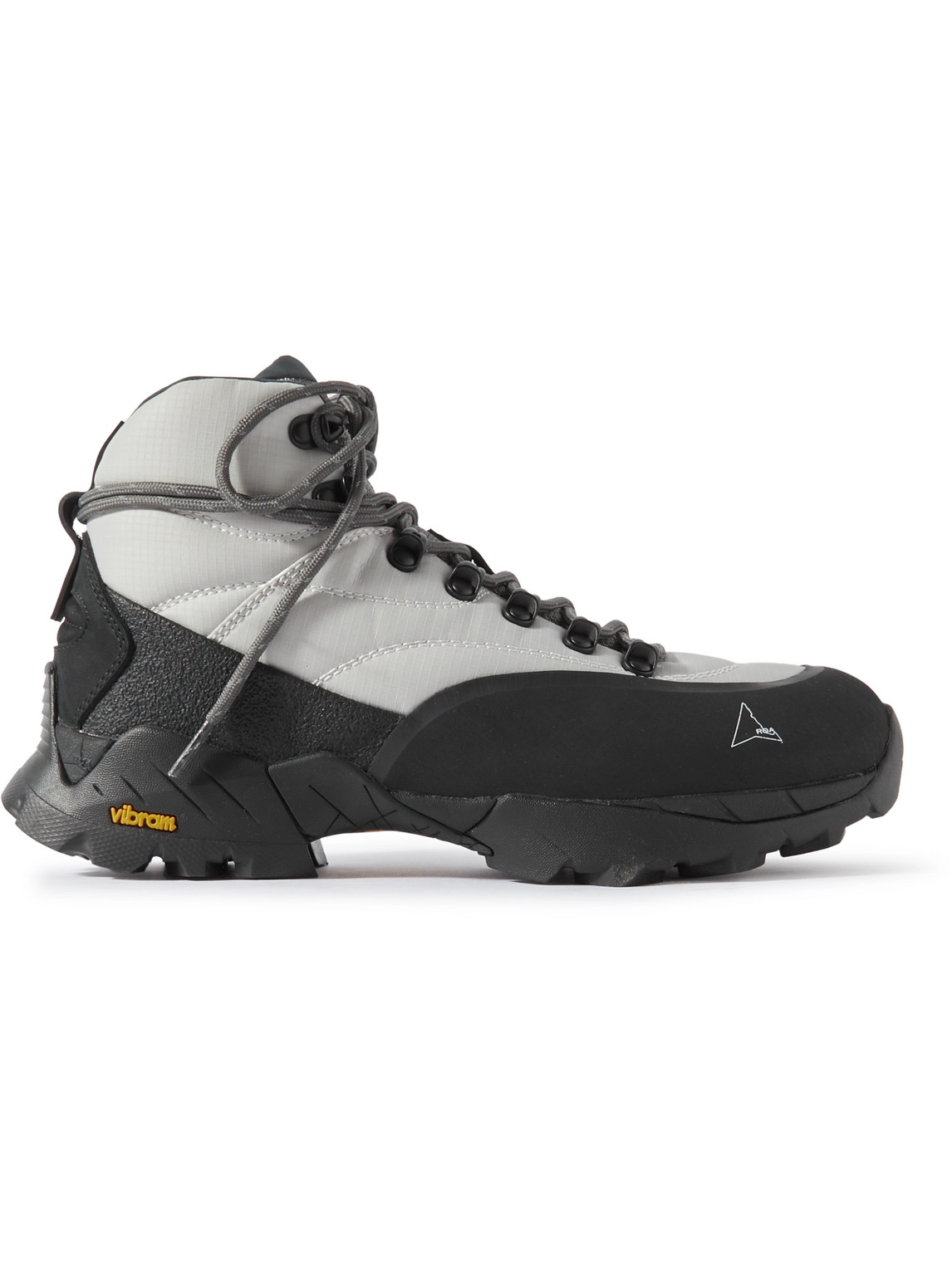 Shop Roa Andreas Strap Suede And Rubber-trimmed Ripstop Boots In Gray