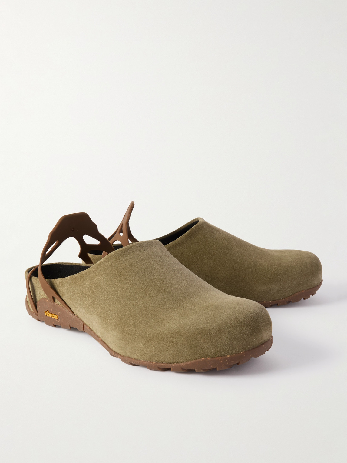 Shop Roa Fedaia Rubber-trimmed Suede Mules In Green