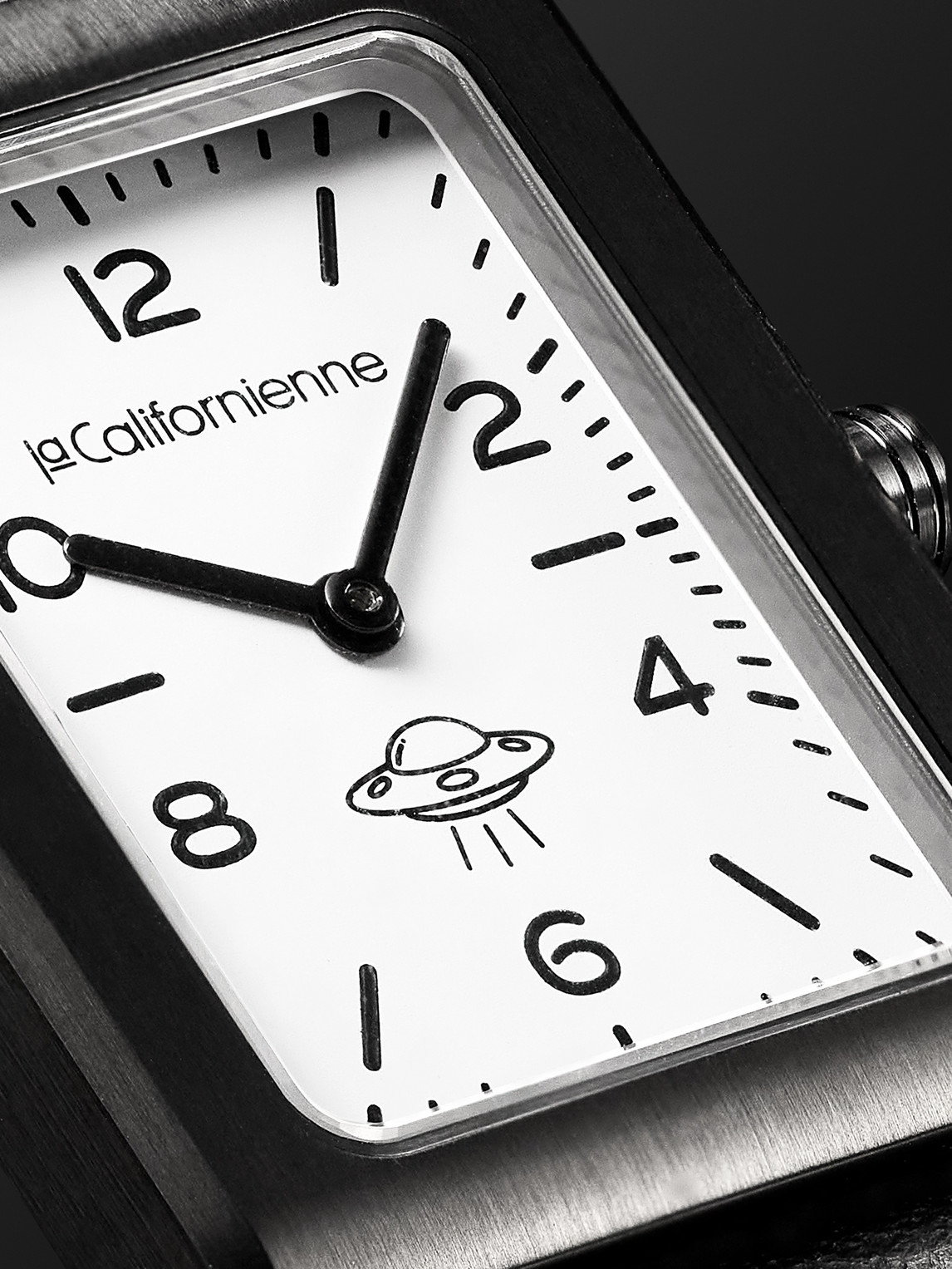 Shop Lacalifornienne Daybreak 36mm Dlc-coated Stainless Steel And Leather Watch, Ref. No. Db06b Ufo Bdlc Sb In White