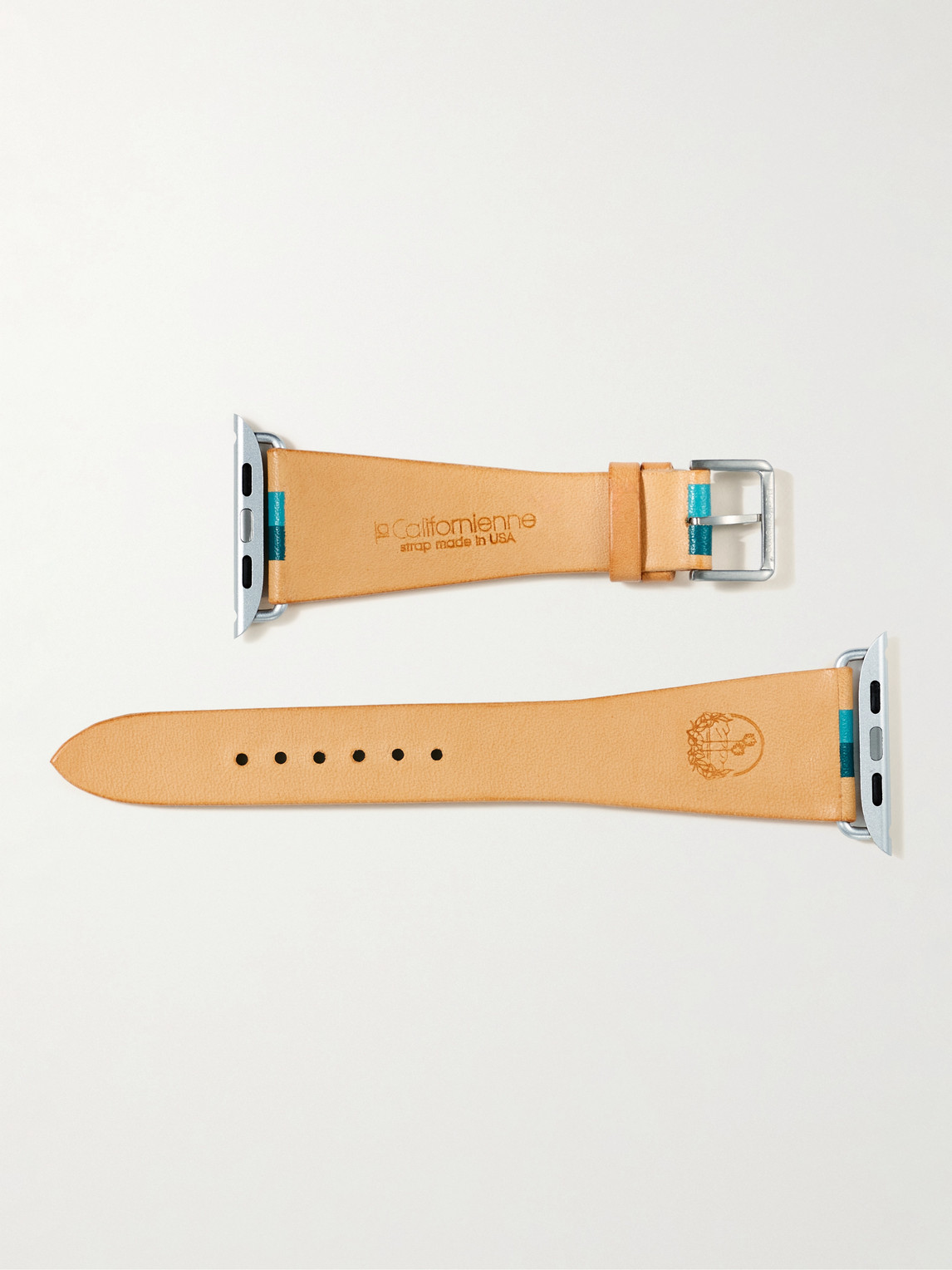 Shop Lacalifornienne Striped Leather Watch Strap In Blue