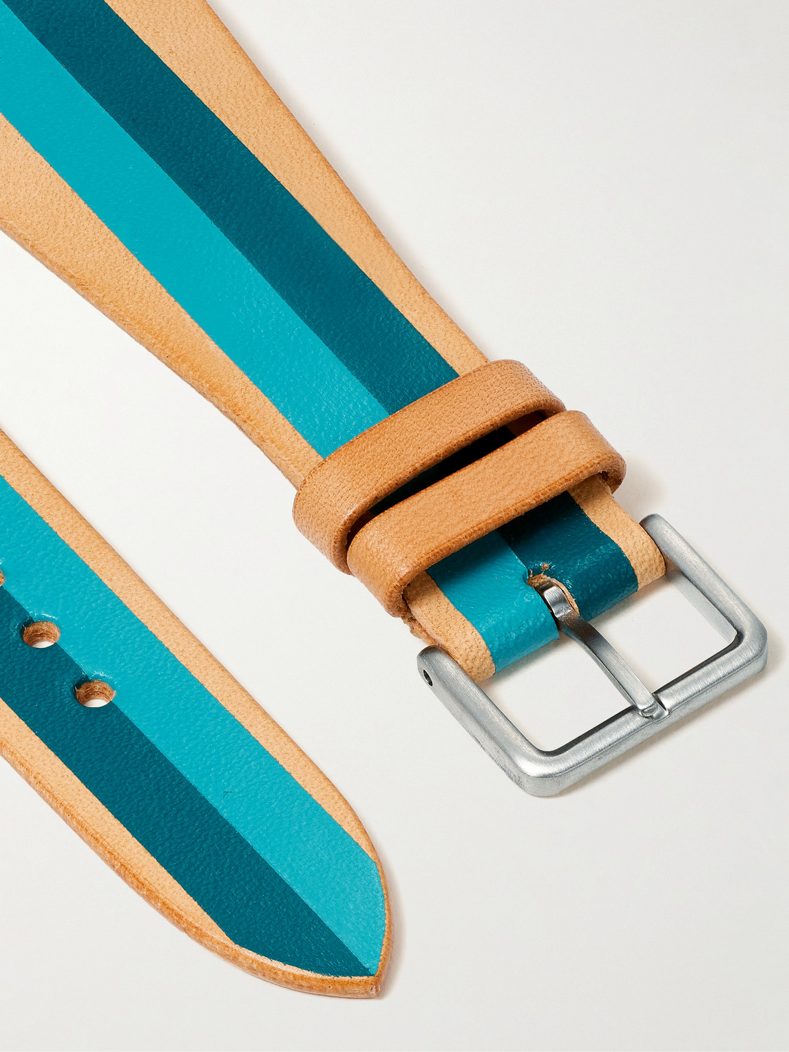 Shop Lacalifornienne Striped Leather Watch Strap In Blue