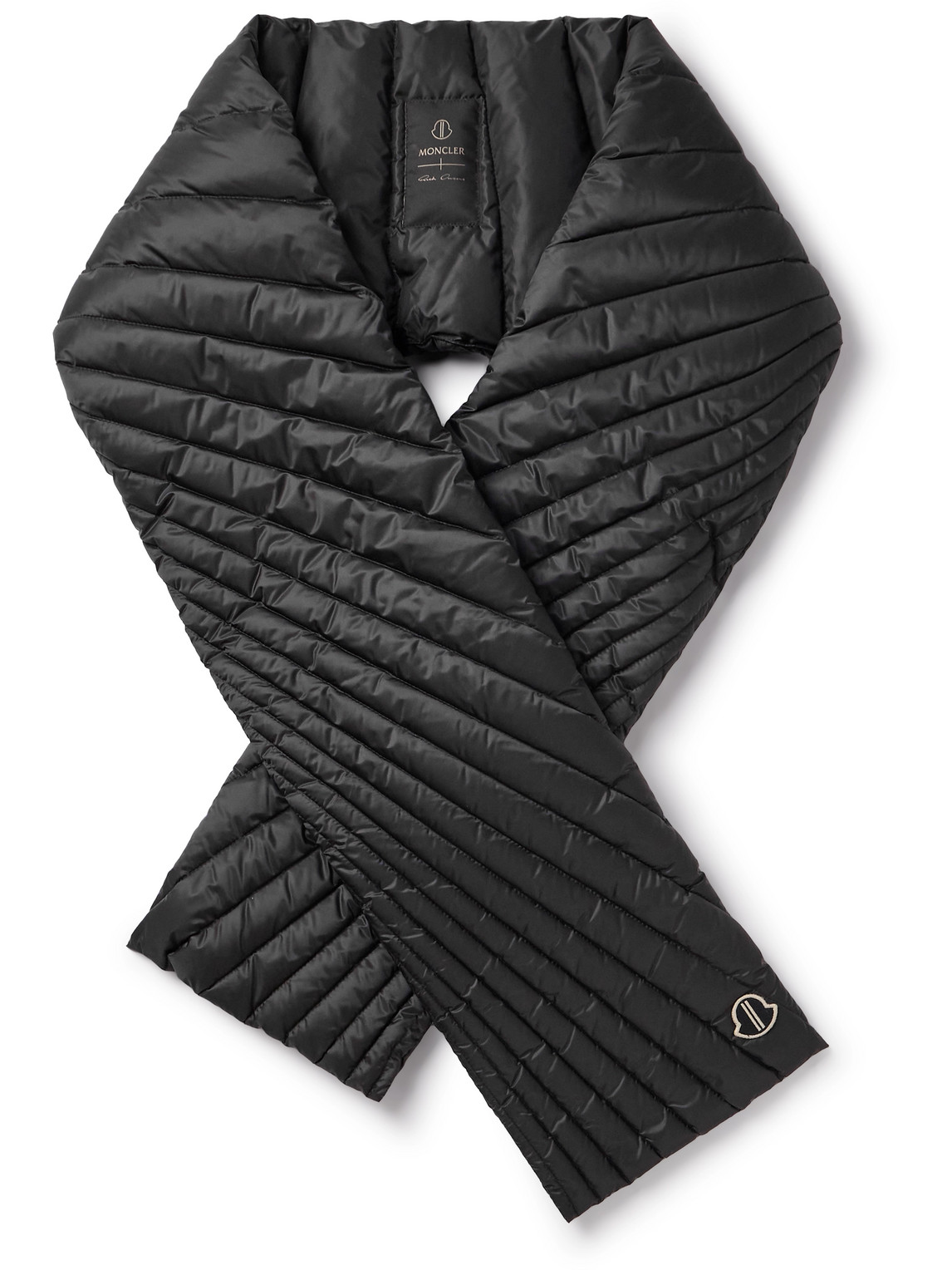Rick Owens Moncler Radiance Quilted Shell Down Scarf In Black