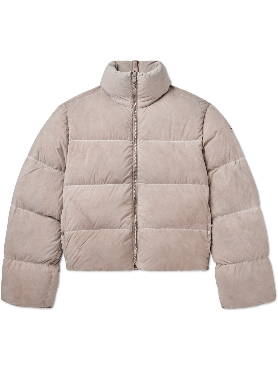 Rick Owens Moncler Cyclopic Logo-appliquéd Quilted Nylon Down Jacket In Gray