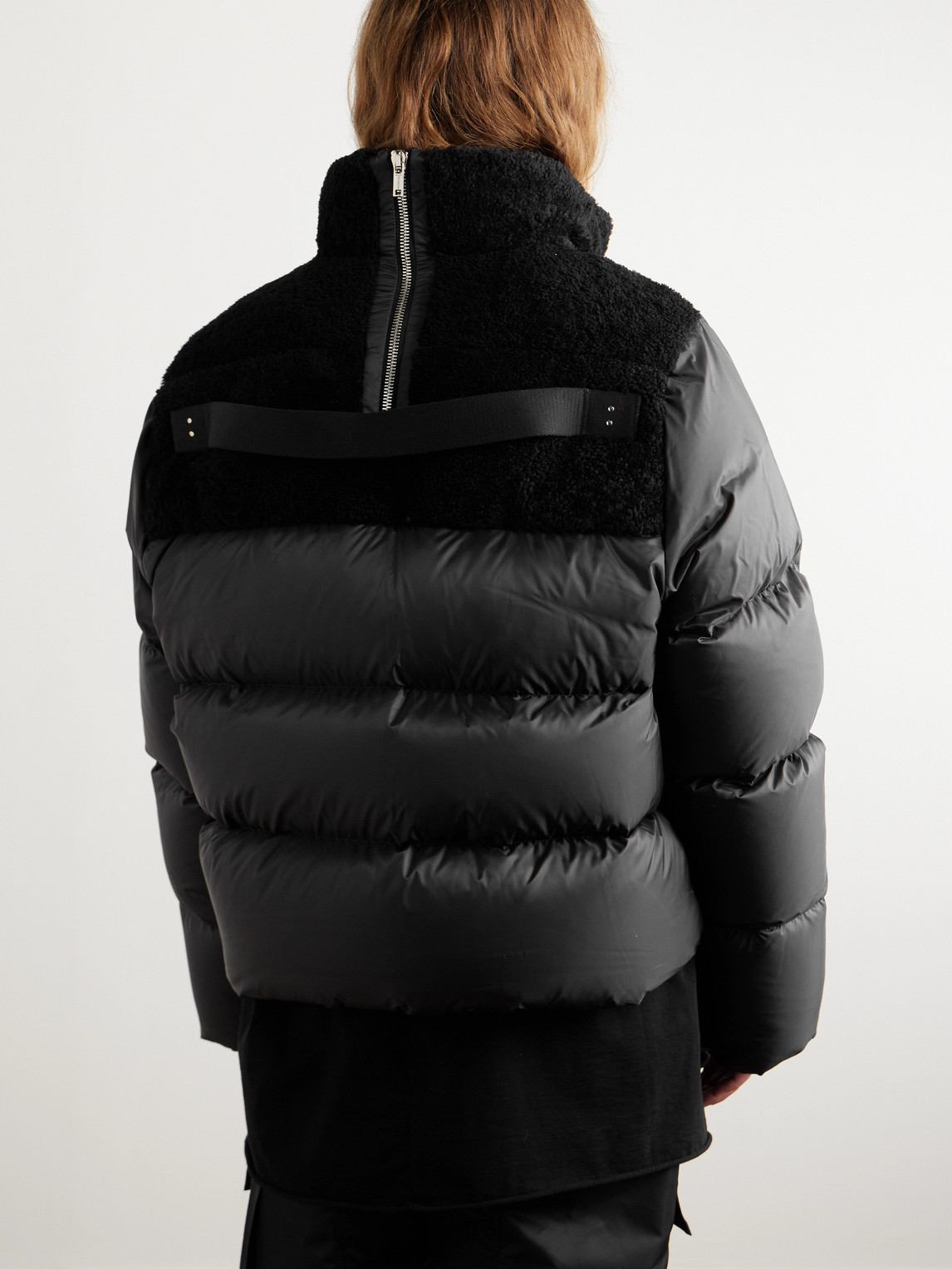 Shop Rick Owens Moncler Cyclopic Shearling-trimmed Quilted Shell Down Jacket In Black